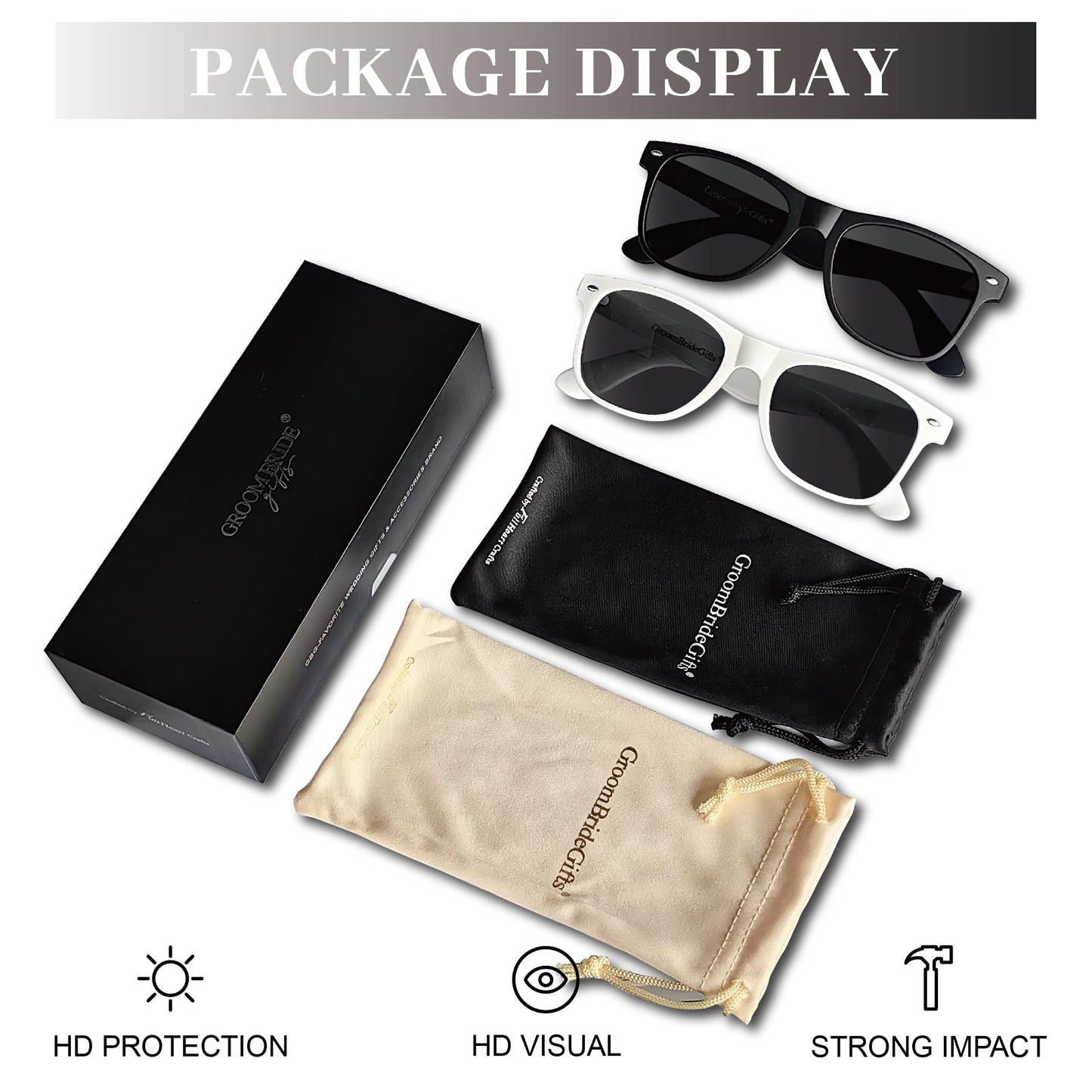 Mr&MrsGifts Honeymoon Essentials Hubby and Wifey Polarized Sunglasses Wedding Sunglasses for the Couple Groom Sunglasses Engagement Gift(HW-S)