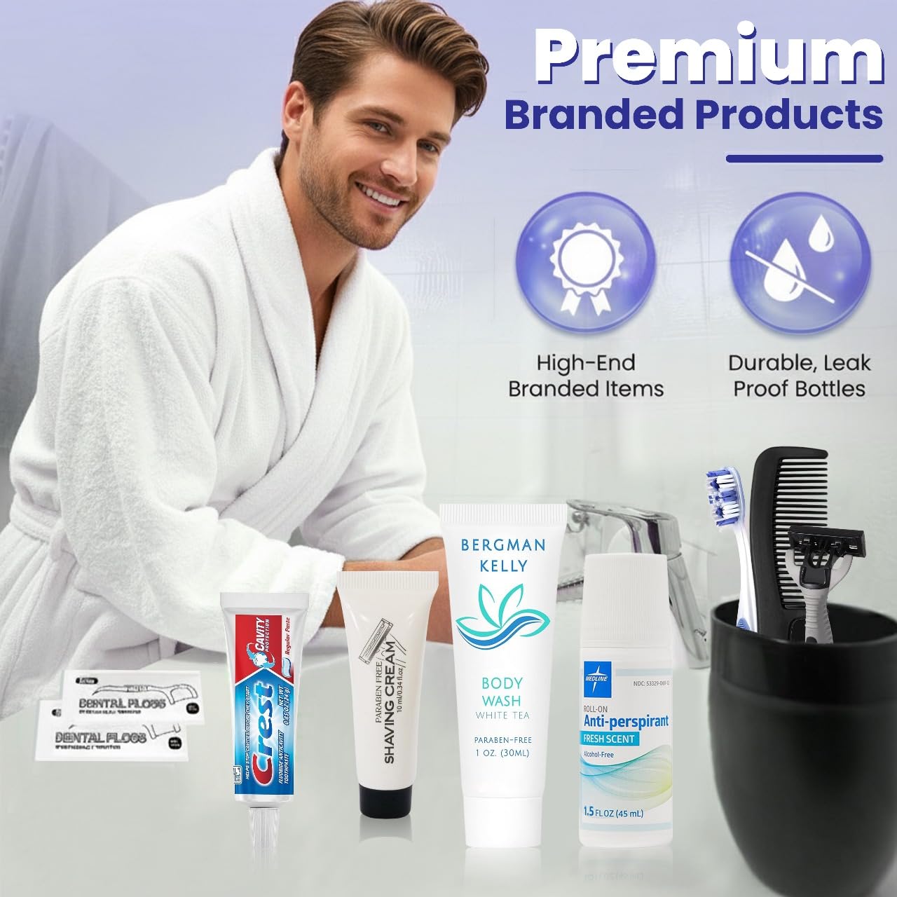 Trektote Travel Toiletry Kit For Men And Women – 10 Piece Set of Travel Size Toiletries, TSA Compliant, Includes Body Wash, Deodorant, Shaving Cream And Razor, Oral Care, Reusable Toiletry Bag & More