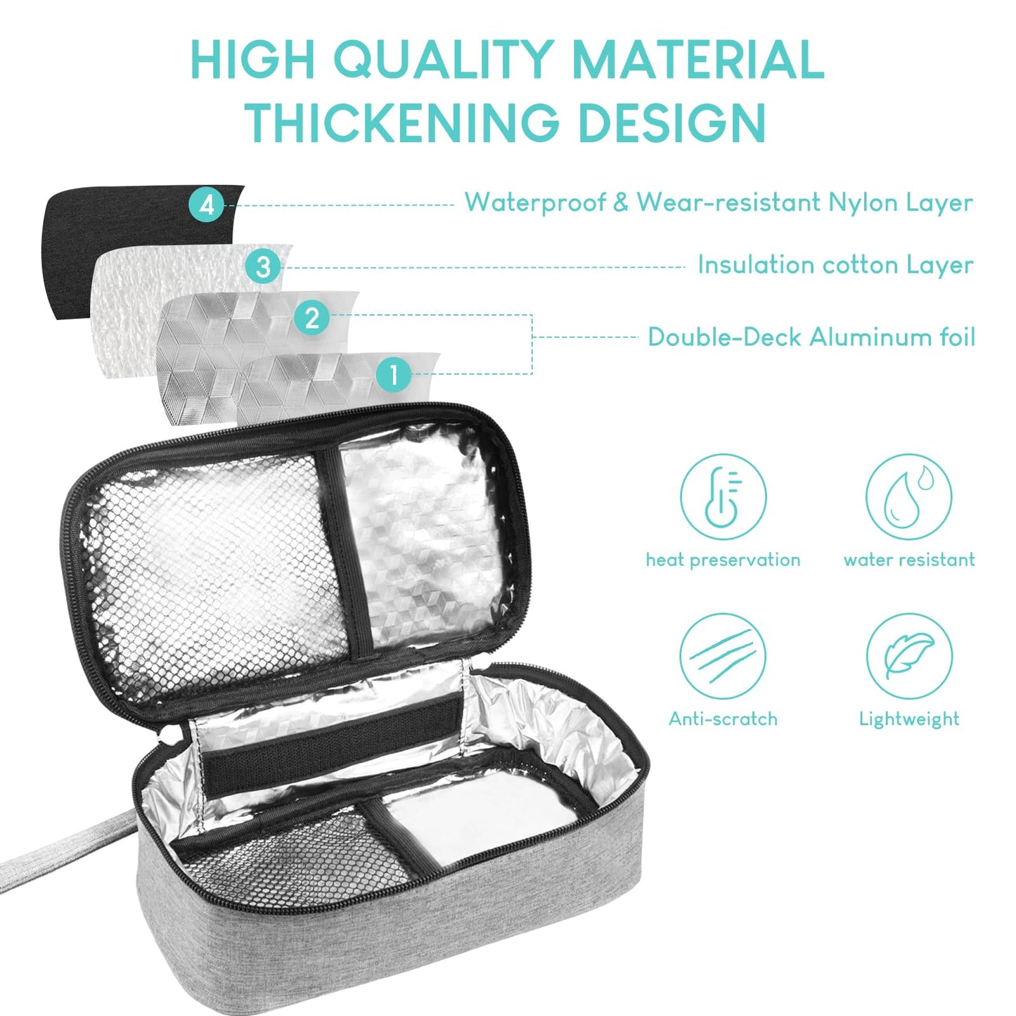 Vcspenkr Insulin Cooler Travel Case, Diabetic Medicine Carrying Bag with 2 * 200g Ice Packs, Large Capacity Insulated Organizer Medication Cooler Bag for Insulin Pens and Diabetes (Gray)