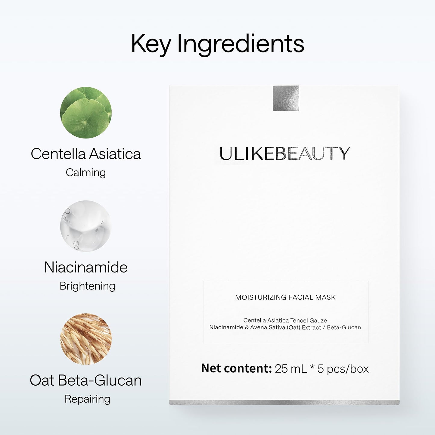 Ulikebeauty Moisturizing Facial Mask for Most Skin Types, Deep Hydrating Overnight Hydrogel Mask for Calming, Brightening & Repairing, 5 Pcs Per Case