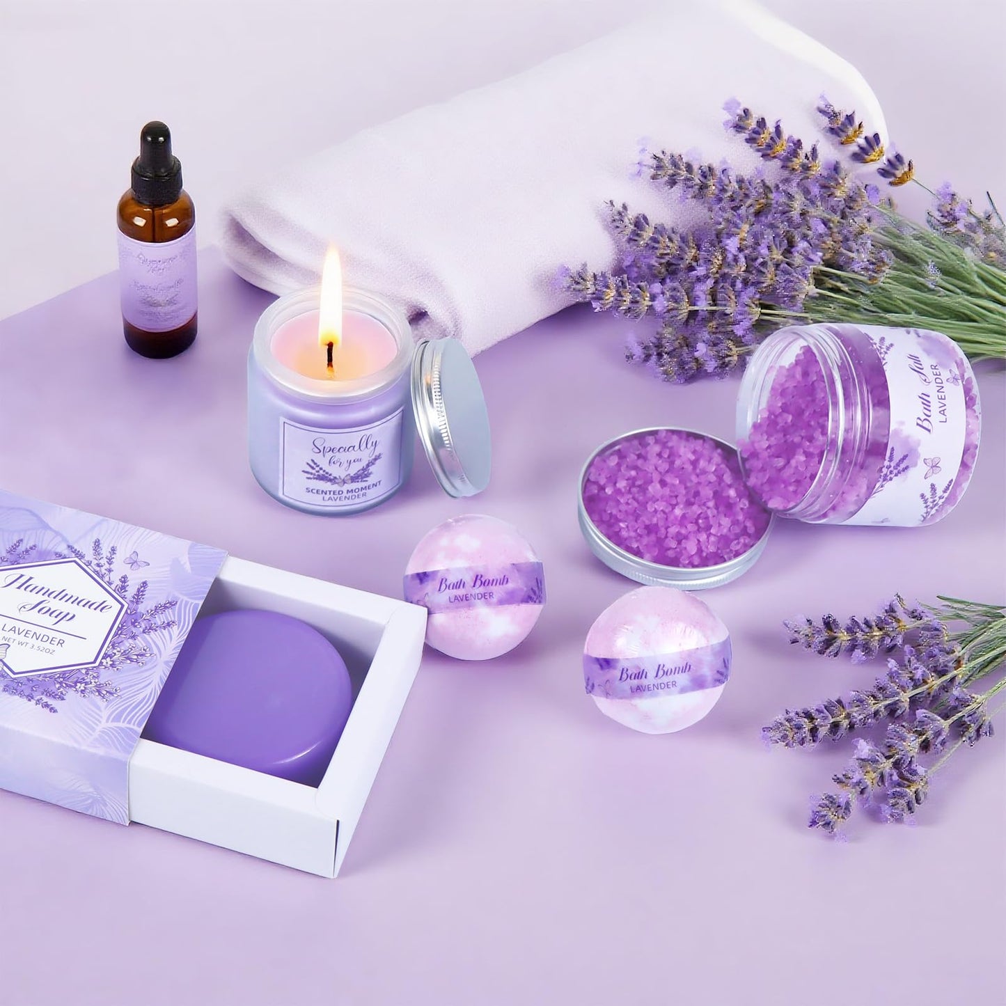 Lavender Get Well Soon Gifts for Women After Surgery,Birthday Gift Boxes For Women,12Pcs Self Care Package,Thinking of You Gift Basket,Relaxing Spa Gift For Her, Mom,Wife, Sister,Best Friend,Christmas