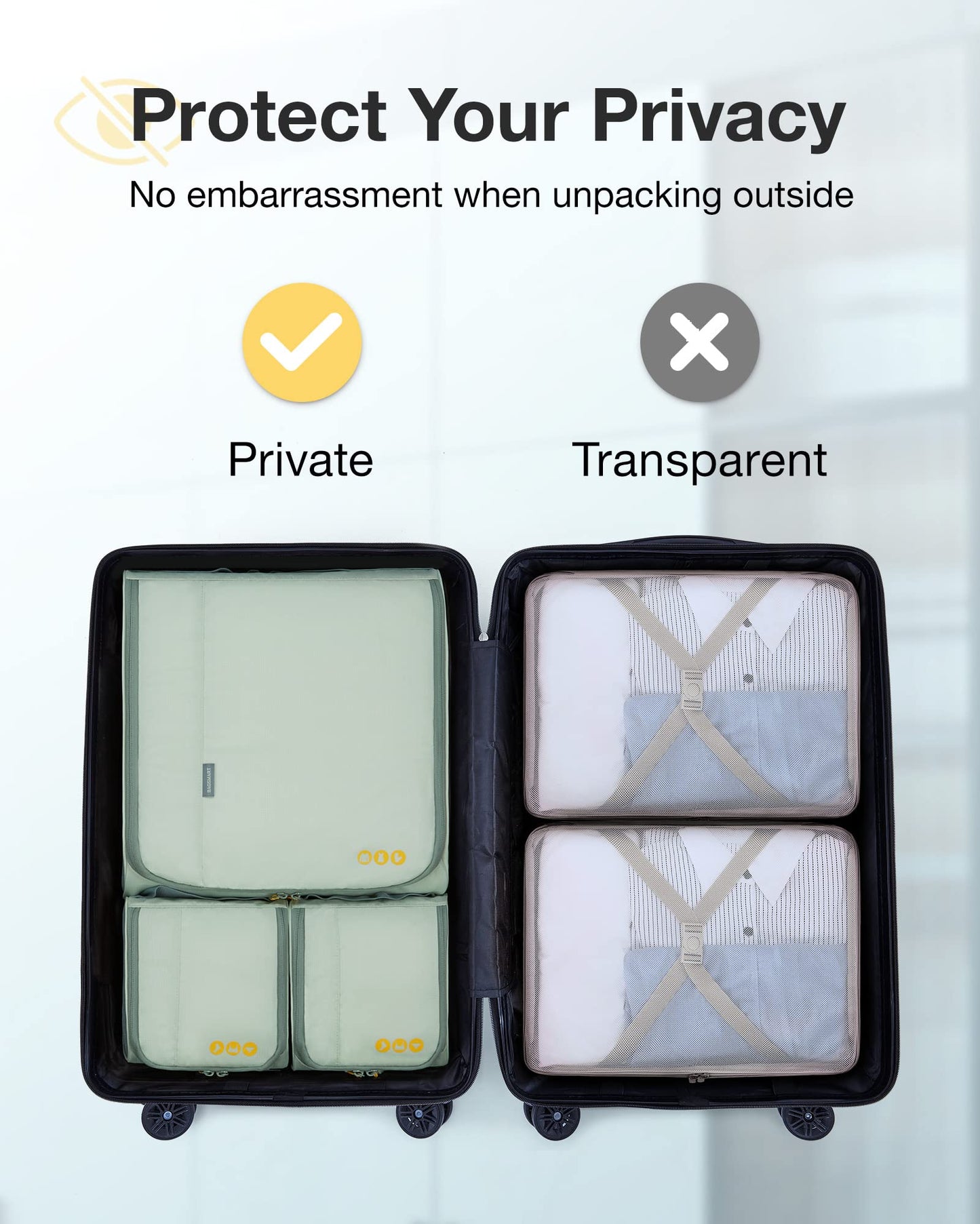 BAGSMART Keep Shape Packing Cubes for Travel, 6 Set Travel Cubes for Packing, Lightweight Suitcase Organizer Bags Set for Travel Essentials