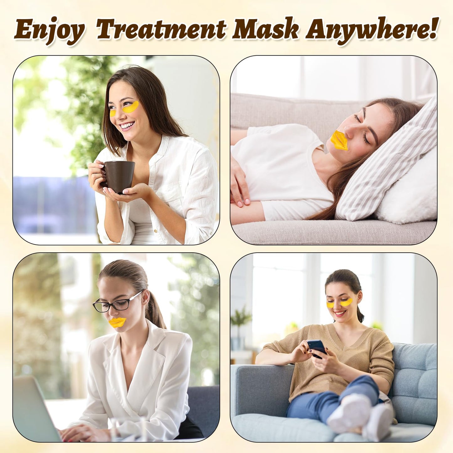 Yihurlm 40 Pcs Lip and Eye Mask Set,Collagen Lip Mask Sheet and Under Eye Patches,Gold Lips Masks Skincare,Gold Gel Crystal Collagen Eye Patches,Moisturizing Reducing Fine Lines & Dark Circle