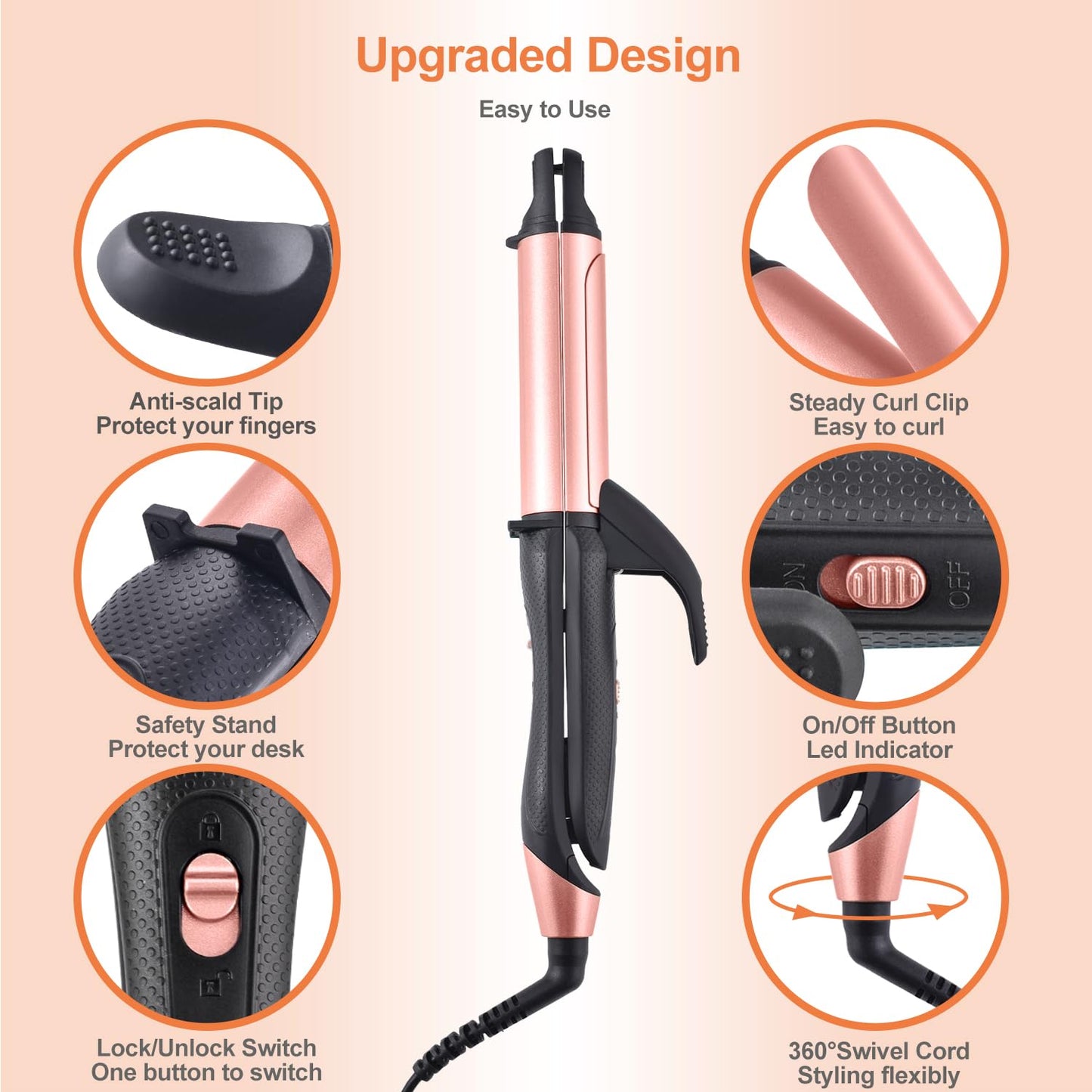 JYfeel 2 in 1 Flat Iron Curling Iron in One, Travel Hair Straightener and Curler Dual Voltage Mini Straightener Curler Combo with 1 Inch Ceramic Plate Rose Gold