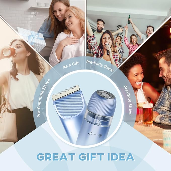 Bikini Trimmer for Women,Dual Head Shaver, IPX7 Waterproof, Compact Travel Design Bikini Shaver for Public Hair, Facial and Body(Blue)