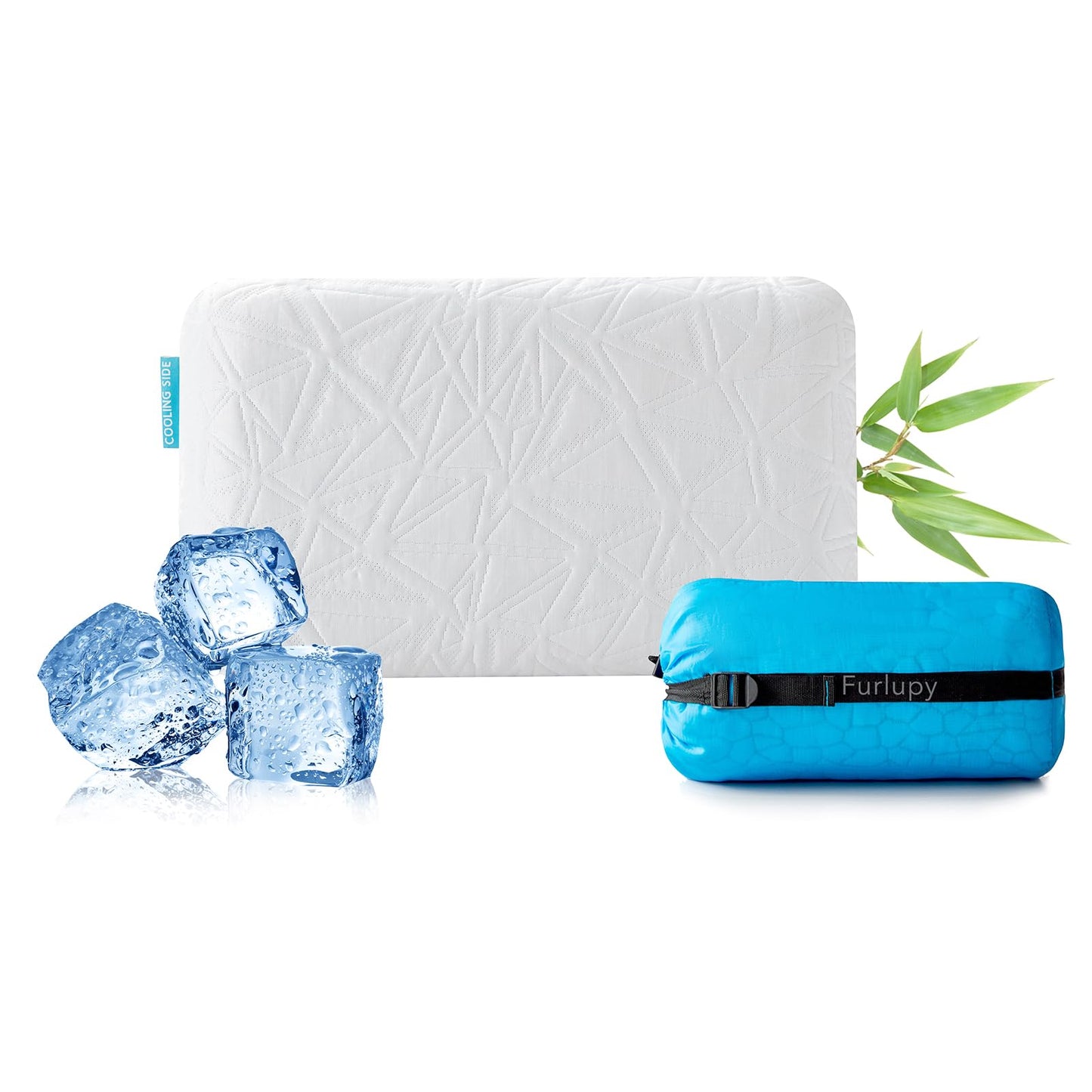 Furlupy Small Gel Memory Foam Camping Pillow Travel - Contoured Support -Compressible Pillow Ideal for Backpacking, Camping, Travel, Car, Airplane,Office Nap