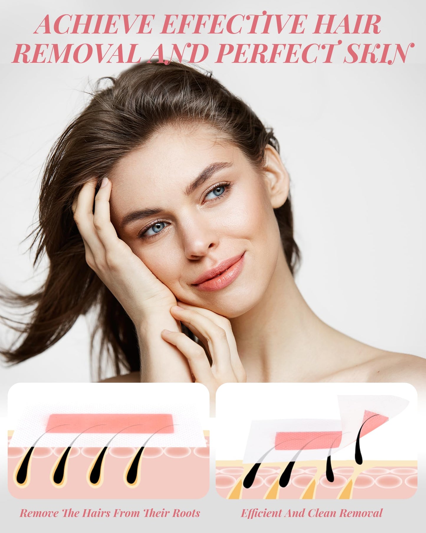 OPOX 40PCS Facial Wax Strips for Hair Removal, Facial Hair Removal for Women, Waxing Kit for Women's Face, Bikini, Chest, Body, Arms, Legs, Back, & Brazilian | 40ct Waxing Strips & 4 calming Oil Wipes