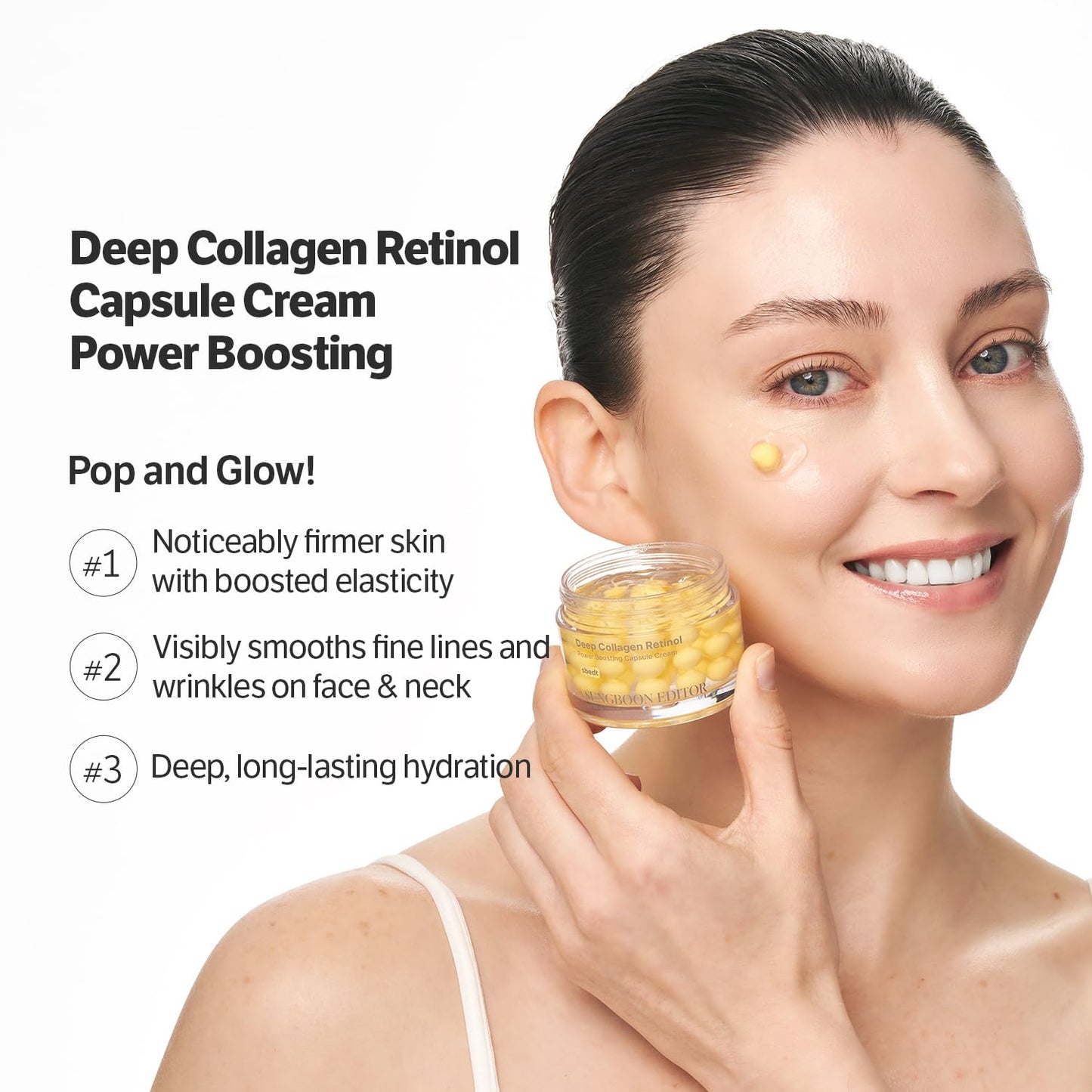 SUNGBOON EDITOR Deep Collagen Retinol Power Boosting Capsule Face & Neck Cream | Microneedling, White Spicules, Skin Firming, Hydration for Dry Skin, Wrinkles, Face Moisturizer, 1.69 fl.oz