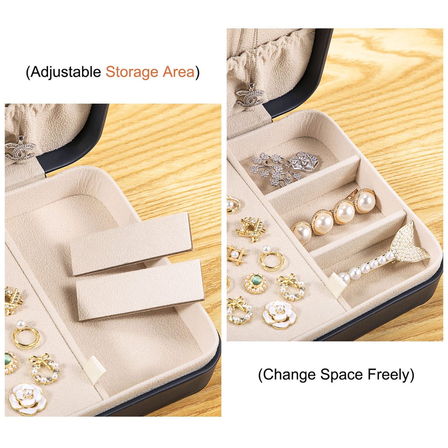 LANDICI Small Jewelry Box for Women Girls, PU Leather Travel Jewelry Case, Portable Jewelry Organizer Storage Holder Display for Ring Earrings Necklace Brooch Men Kids Gift, Dark Blue