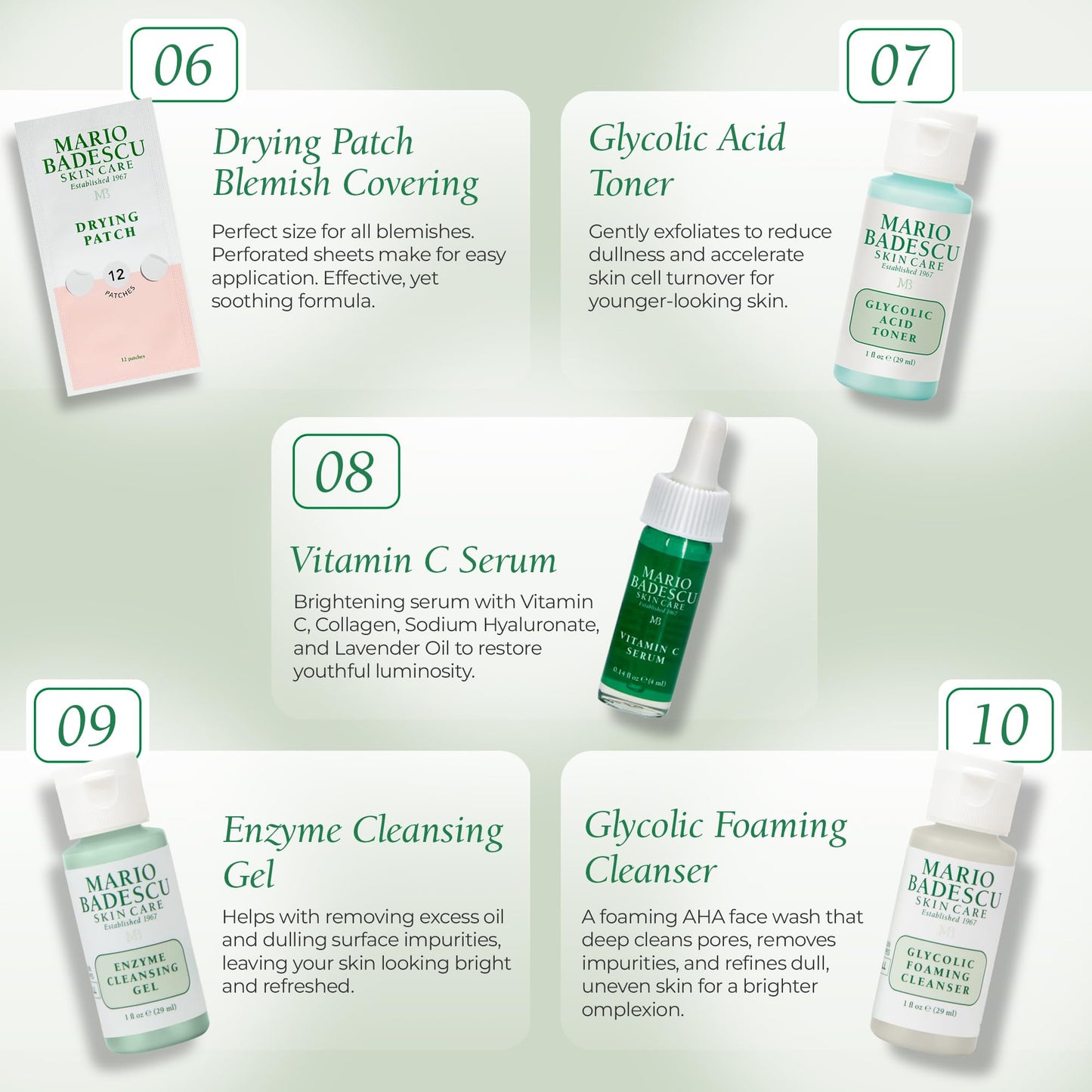 A Little Bit of Mario 10-Piece Skincare Kit – Vitamin C Serum, Glycolic Acid Toner, Hyaluronic Dew Cream, Collagen Mask, HOCI Spray & Cleanser – Brightening, Anti-Aging & Hydration – Travel & Gift Set