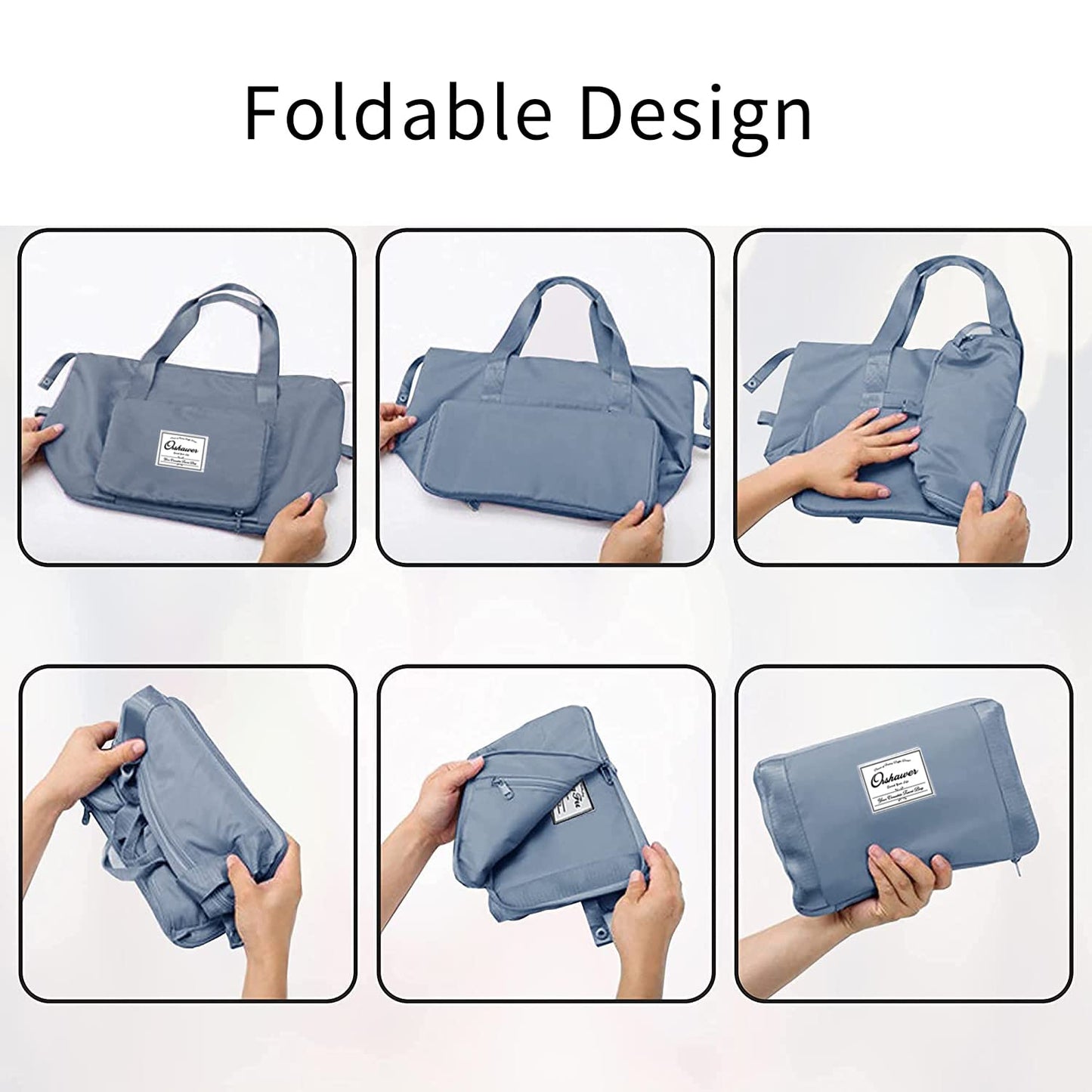 Orshawer Large Capacity Foldable Travel Bag Expandable Portable Carry on Bag Dry&Wet Separation Waterproof Sports Duffel Bags