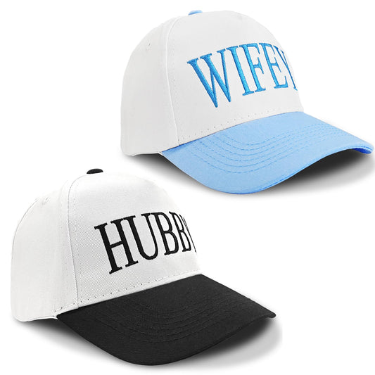 Hubby and Wifey Hat for Wedding Gifts for Couples, Adjustable Husband and Wife Hat for Wedding Engagement Bridal Shower Honeymoon Anniversary for Newlyweds Couple