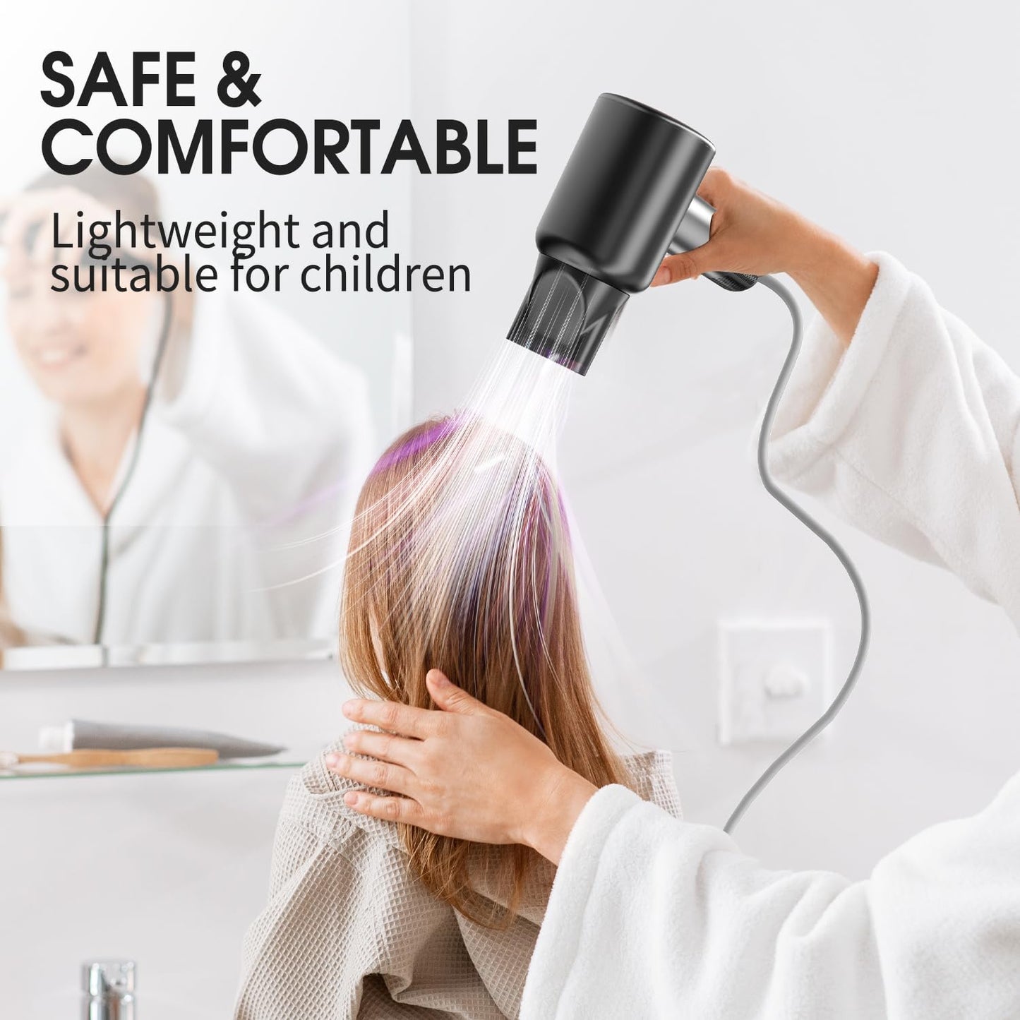 Diffuser Hair Dryer, 110,000 RPM Brushless Motor High-Speed Low Noise Thermo-Control Hair Dryers, Negative Ionic Blow Dryer,Fast-Drying Portable Hairdryer for Home, Travel Birthday Gift for Women Mom