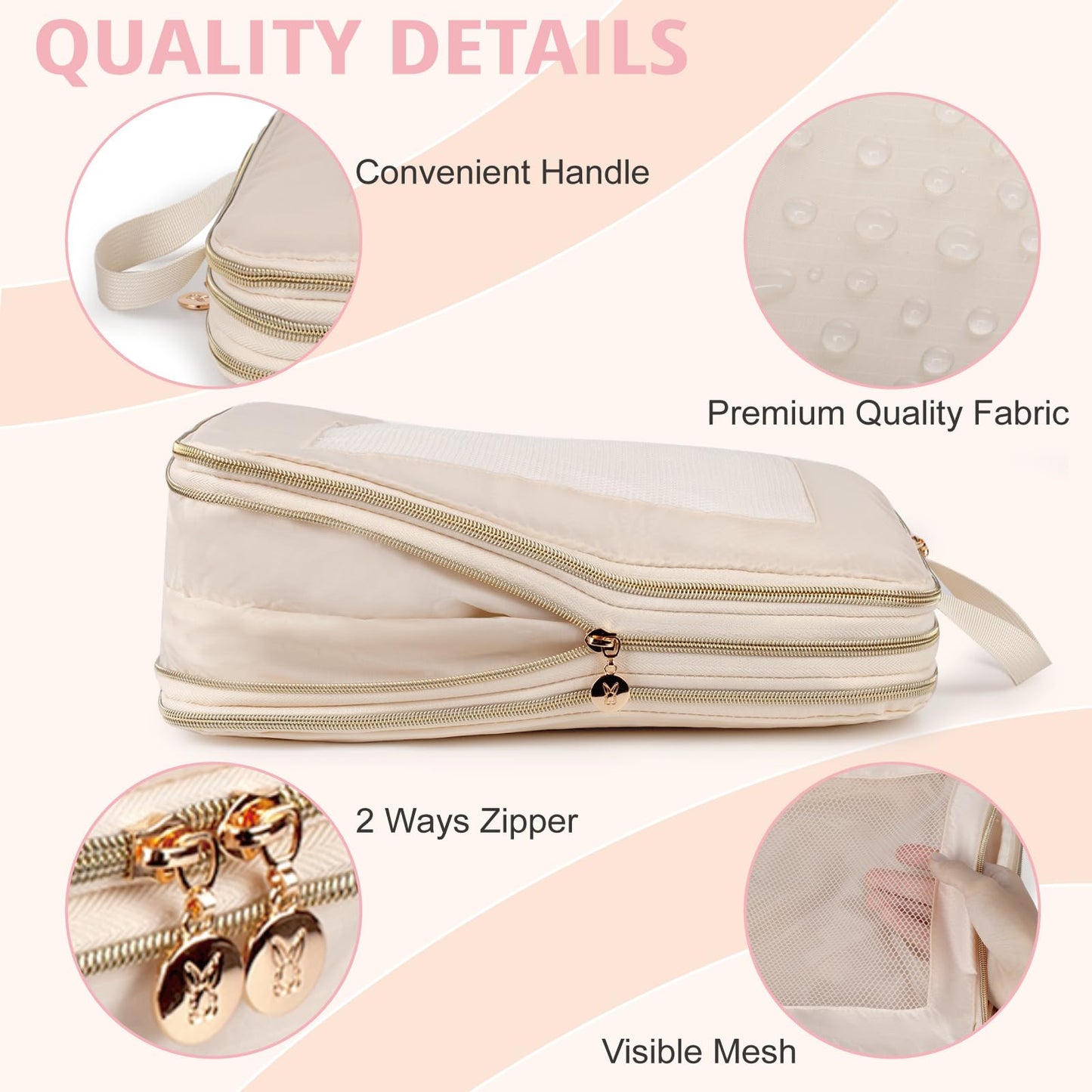 Expandable Double-Sided Compression Packing Cube,3 Set Lightweight Double Deck Organizer Bag Carry on Luggage Backpack Suitcases,Women Travel Accessories for Separate Clean and Dirty Clothes