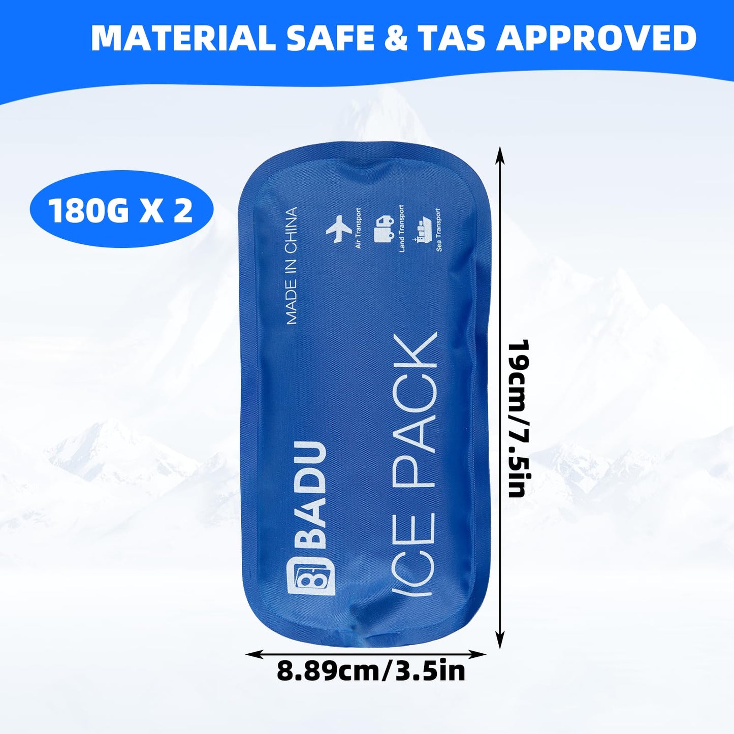 2 PCS Ice Packs for Insulin Cooler Travel Case, Reusable TSA Approved Ice Packs, Travel Ice Packs for Medications, Keep Medication Cool 8-10h in Diabetic Travel Case(Ice Pack Only, No Ice Case)