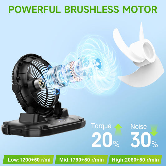 Misting Fan Portable with 11L Bucket for Outdoor Patio, 20000mAh USB Rechargeable Battery Camping Fan, 3 Powerful Wind Speeds, 3 Spray Nozzles, Hanging & Lighting Mister Cooling Fans for Picnic