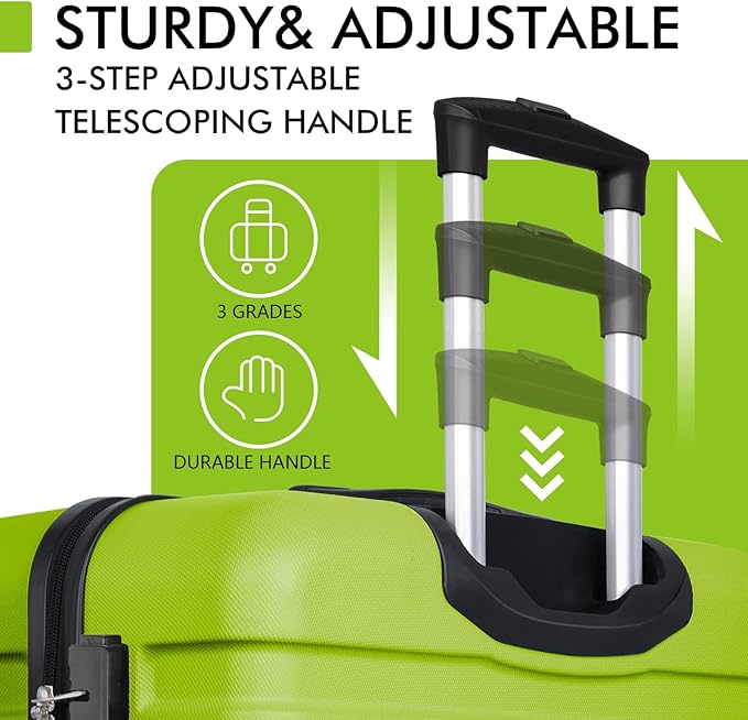 AnyZip Luggage PC ABS Hardside Lightweight Suitcase with 4 Universal Wheels TSA Lock Checked-Medium 24 Inch Apple Green