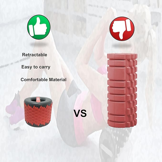 Collapsible Foam Roller for Exercise and Recovery (13 Inches), Easily Portable at 5.5 inches (Red)