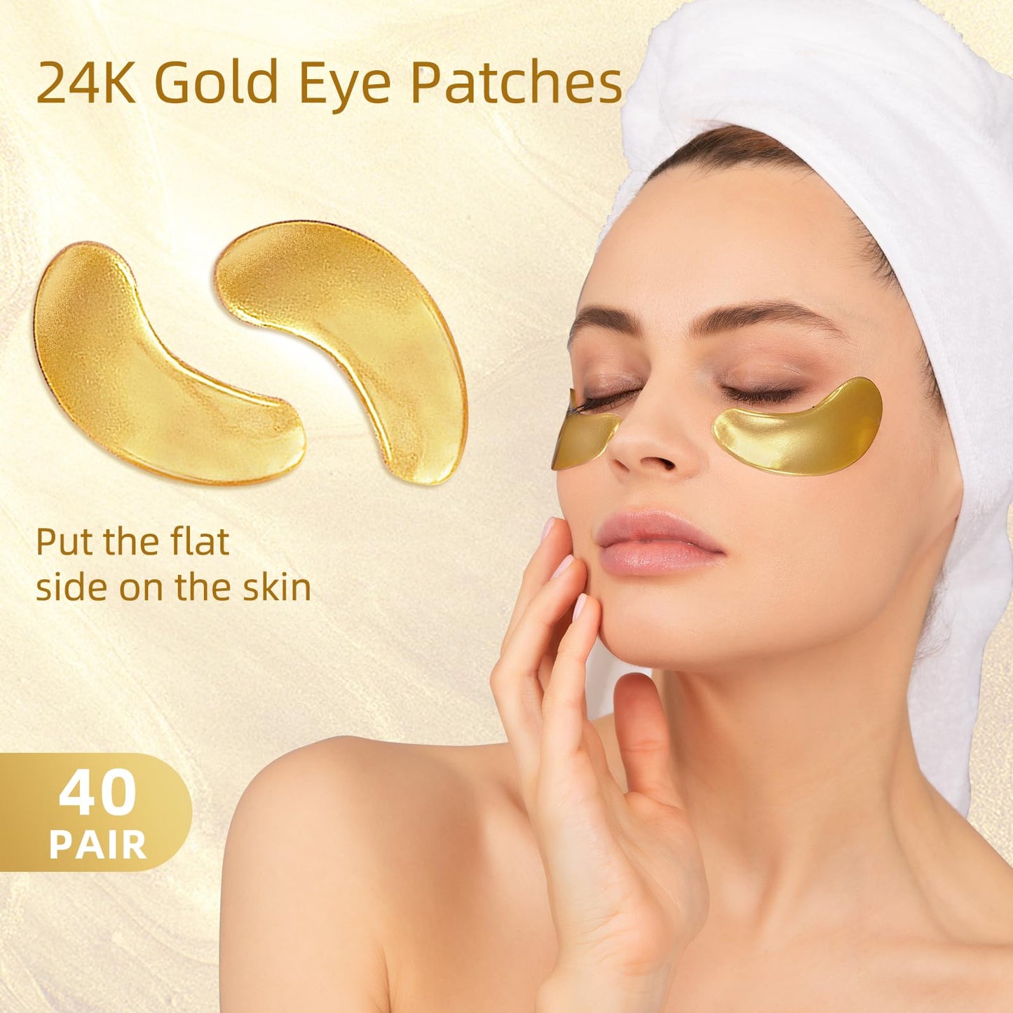 USTELIR Under Eye Patches, 40 Pairs Eye Mask for Dark Circles, Puffy Eyes, Undereye Bags,Wrinkles,Eye Mask Patches with 24K Gold, Eye Treatment Skin Care for Men & Women Gift