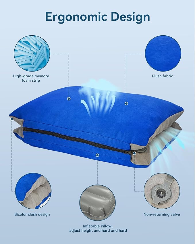 JefDiee Lumbar Support Pillow with Memory Foam and Washable Cover Travel Lumbar Pillow for Car, Office Chair Back Support Office Chair Back Support for Reducing Lower Back Pain(Azure, Standard)