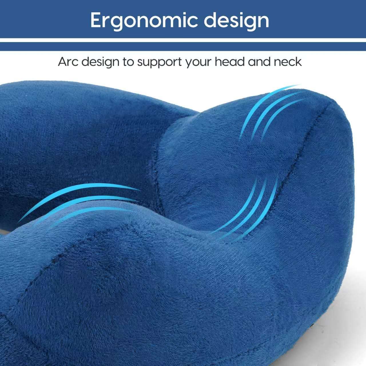 HITSZS Inflatable Travel Pillow for Airplane Inflatable Neck Pillow for Traveling with Soft Velvet Washable Cover for Sleeping, Airplane,Train, Car, Office, Contoured Eye Masks, Earplugs