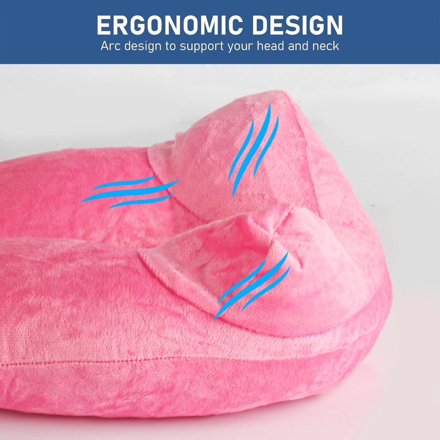 XhjzgcTech Air-Filled Travel Pillows for Sleeping Airplane Neck Support for Traveling Pillow Inflatable Travel Neck Pillows for Air-Filled Neck Pillow Airplane, with Eye Masks, Earplugs