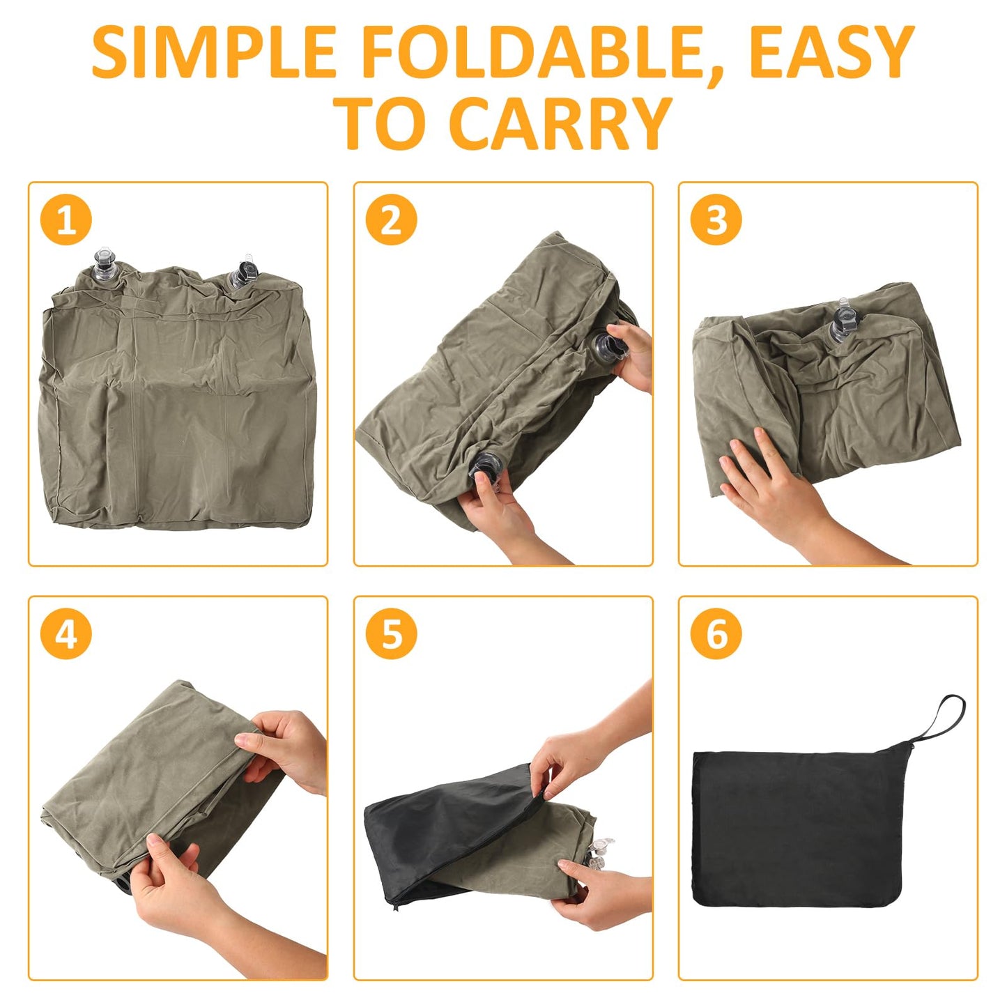 Inflatable Foot Rest Pillow for Travel - Adjustable Height Flight Foot Rest with Eye Mask and Earplugs for Kids & Adults on Airplane, Car, Train, Office, and Home (Gray, 2 PCS)