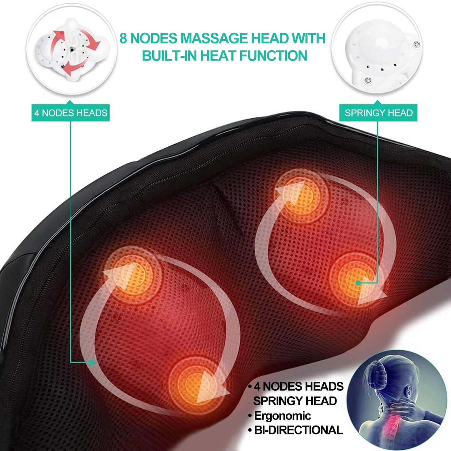 Medcursor Neck Massager, Portable Electric Neck and Back Massager with Heat, Deep Tissue 3D Kneading Pillow for Muscle Pain Relief, Ideal Father’s Day Gift, Not Cordless