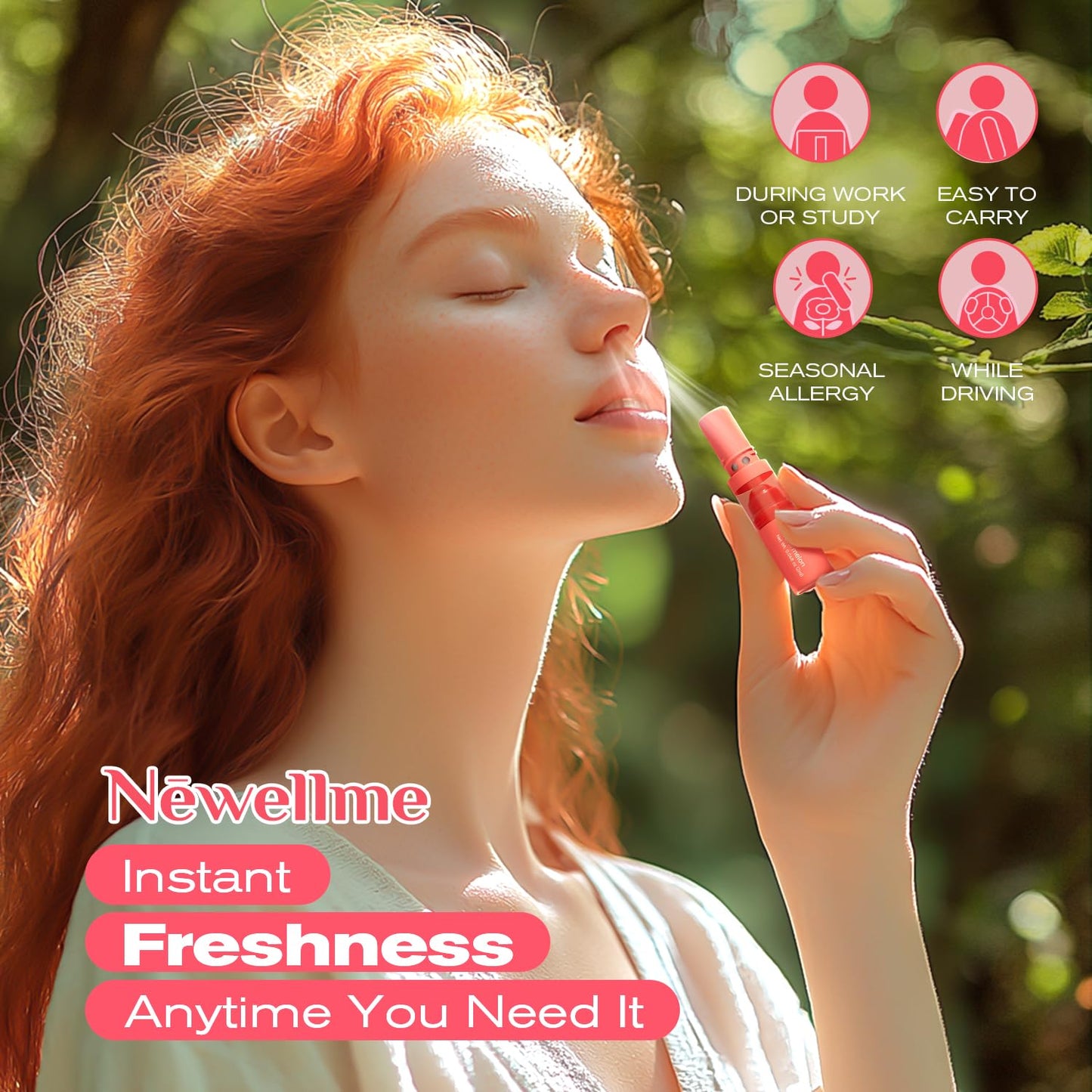 NEWELLME Dual-Use Aromatherapy Nasal Stick - 3 Refreshing Scents (Mint, Watermelon, Tropical) for Sinus Relief, Energy Boost & On-The-Go Comfort, Pack of 3