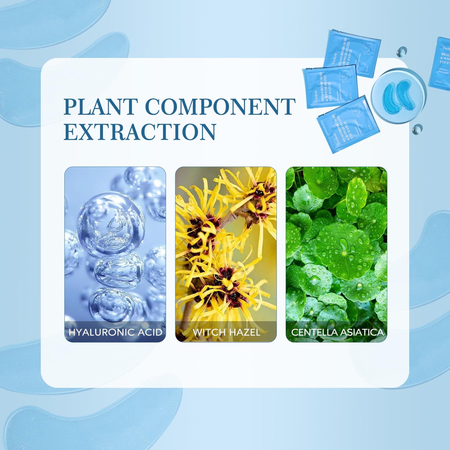 Yeokoe Under Eye Patches for Dark Circles,Puffy Eyes,20 Pairs Face Masks SkinCare With Hyaluronic Acid Witch Hazel for Moisturize