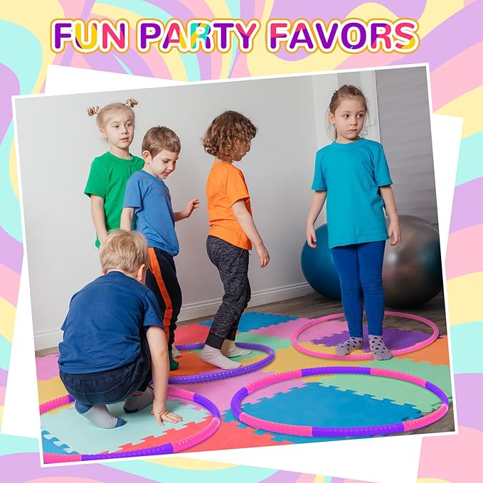 6 Pcs Exercise Hoop Detachable Fitness Rings Adjustable Plastic Toy Fitness Hoop Playground Toys Colored Circles for Teens Games Gymnastics Agility, 28 Inch(Rose Red, Purple)