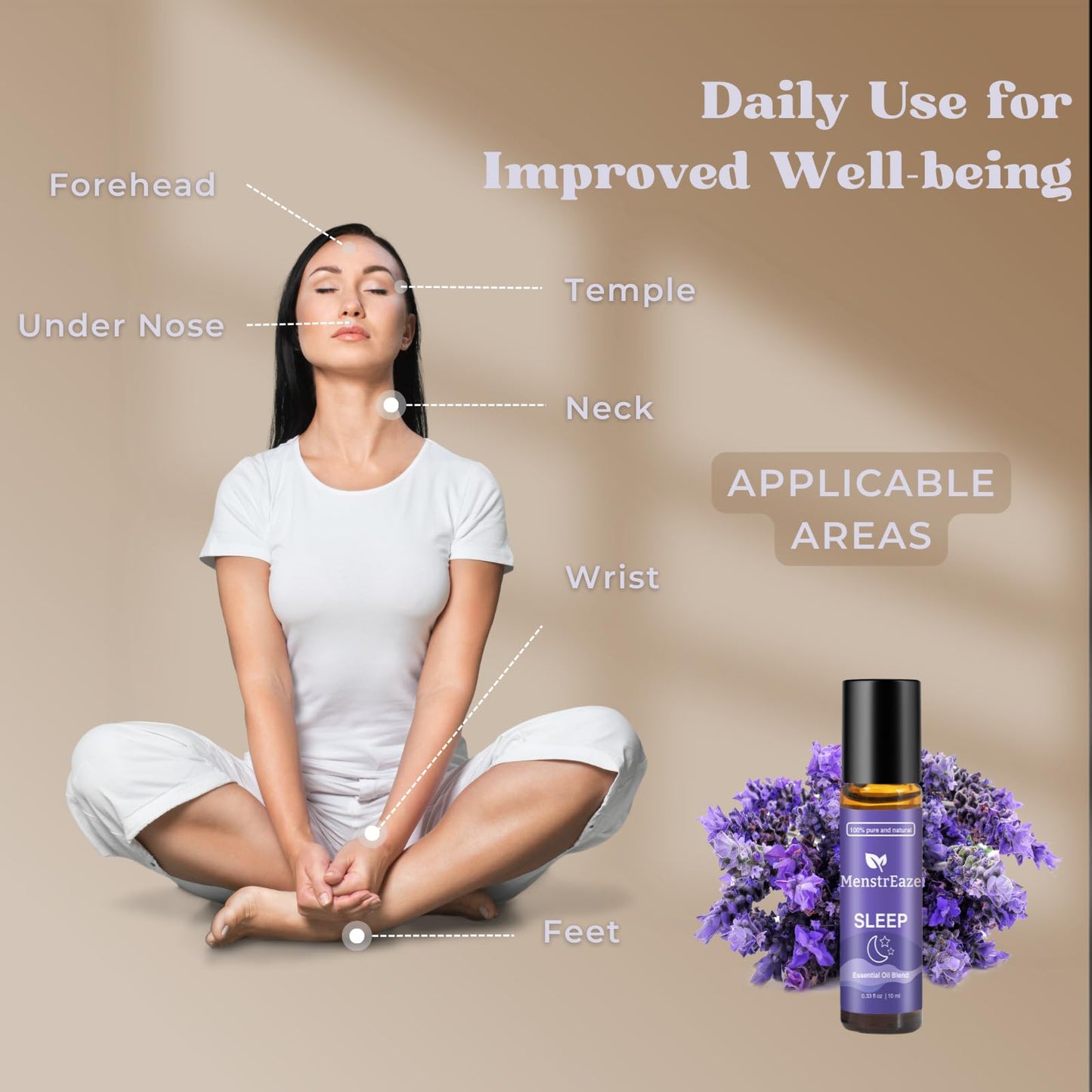 Natural Sleep Essential Oil Roll On, 100% Natural Deep Relaxation Blend with Lavender, Chamomile, Sweet Orange Aromatherapy Oils, 10ml