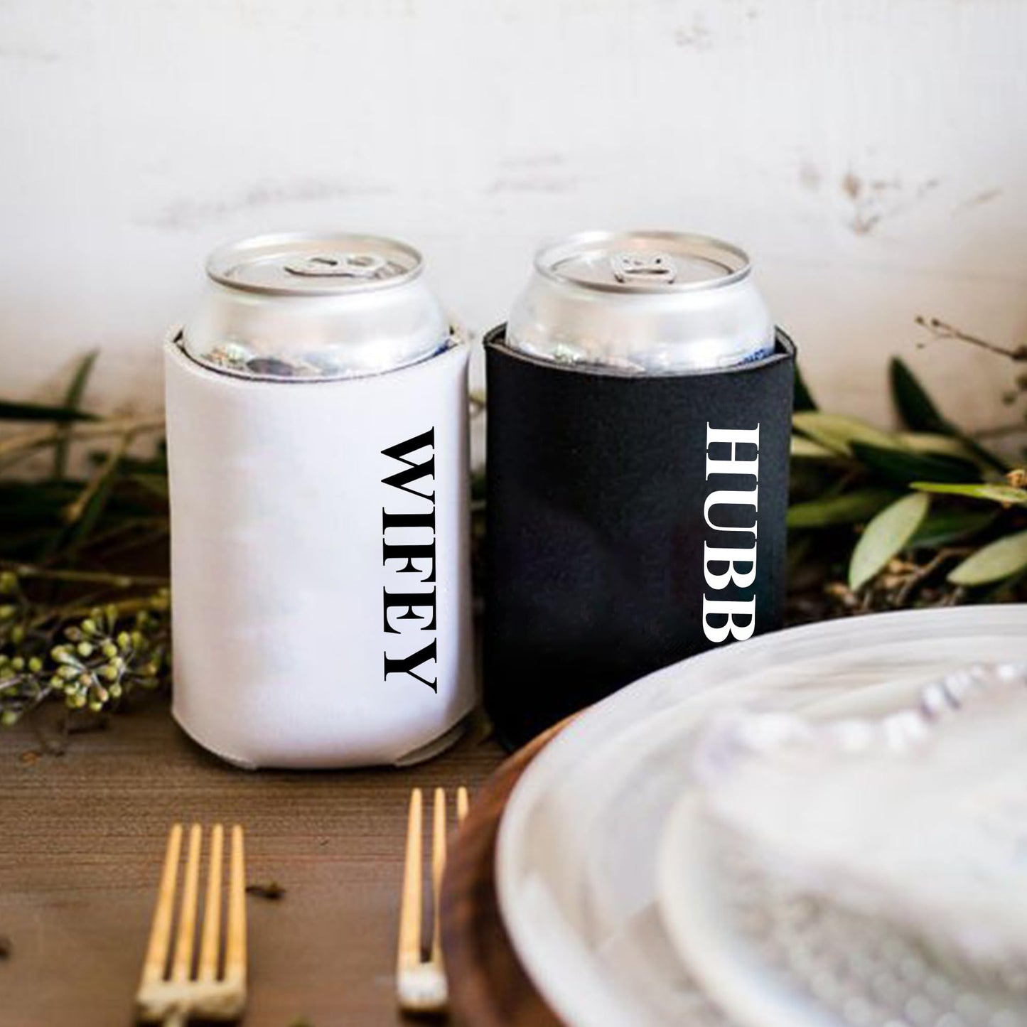 GroomBrideGifts Honeymoon Essentials Gifts - Hubby and Wifye Novelty Can Cooler|Wedding Engagement Gifts for Couples