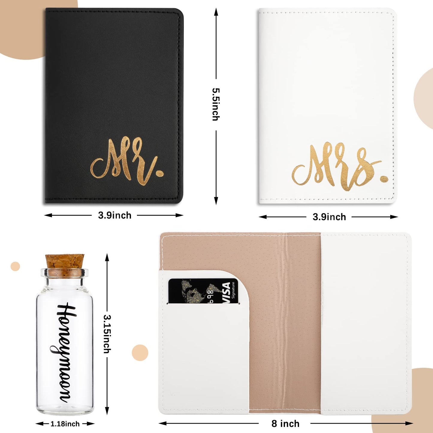 5 Pcs Mr and Mrs Passport Holder Cover Travel Luggage Tag Honeymoon Couple Gift