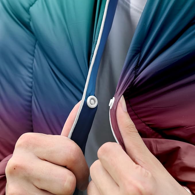 zzlamb Camping Blanket, Outdoor Lightweight Travel Blanket Puffy Portable Down Alternative, Windproof Warm Cloak with Snaps, Cozy Quilt Backpacking Picnic RV Plane Car Hammock Beach Climbing