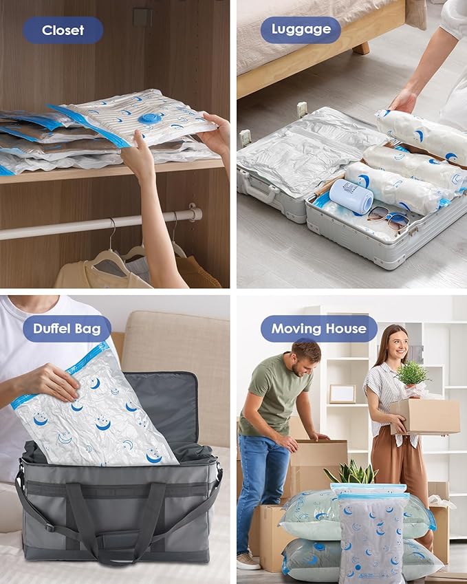 Vacuum Storage Bags with Electric Pump, 30 Pack Vacuum Sealed Bag with 1500mAh Rechargeable Battery for Clothes, Blanket, Duvets, Pillows, Comforters, Travel