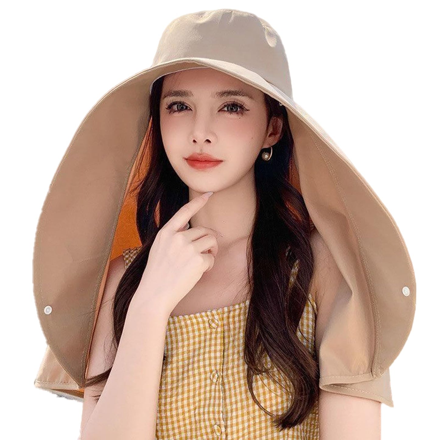 Sun Hats for Women Sun Protection,Wide Brim Cap with Large Neck Flap,Women Hiking Fishing Sun Hat,UPF 50+ Sun Protection Cap (US, Alpha, One Size, Khaki)