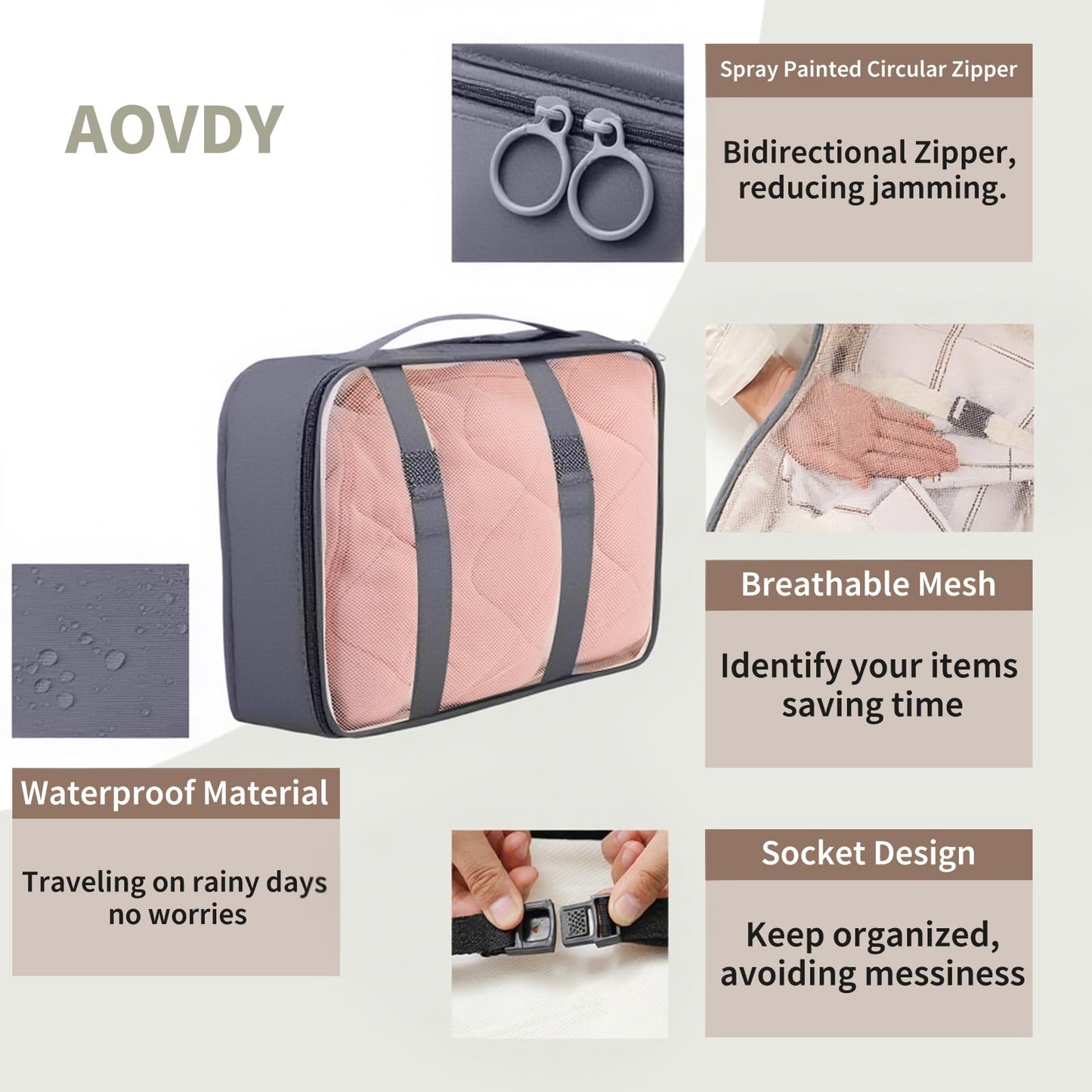 Packing Cubes Storage Luggage Organizers Bags 11 set for Travel Clothing Classification Storage Bag (Grey, 11 Pieces)