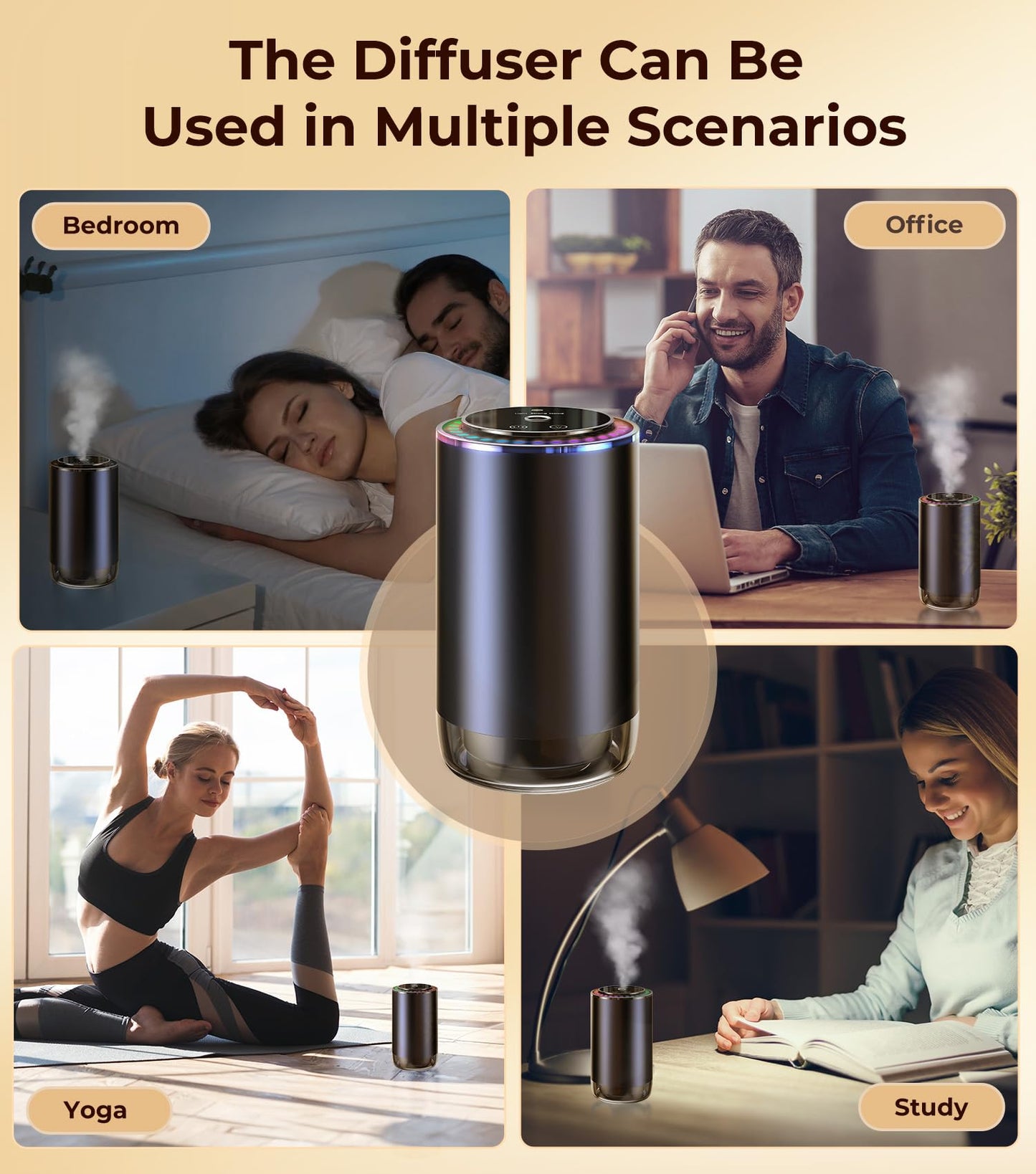 Waterless Essential Oil Diffuser, Rechargeable Nebulizing Scent Air Machine, Cordless & Portable, Ultra-Quiet, Auto On/Off, 3 Mist Levels for Home, Car, Office – Black, Forest Fragrance