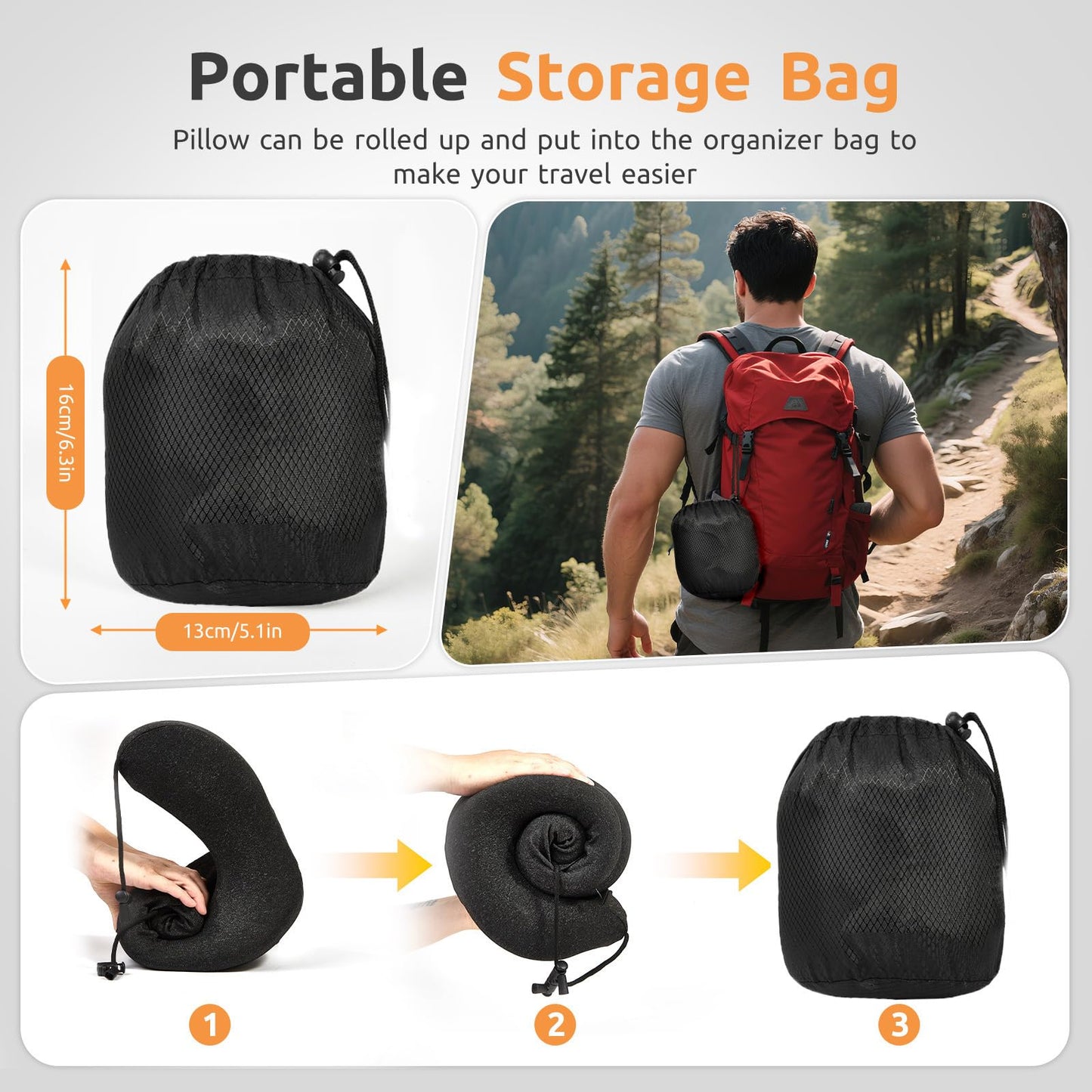 Joytential Travel Neck Pillow with Large Hood for Long Flights, Privacy Hooded Plane Pillow with Skin-Friendly Cover, Comfort Memory Foam, Travel Pillows for Road Trip, Airplane, Office Rest (Black)