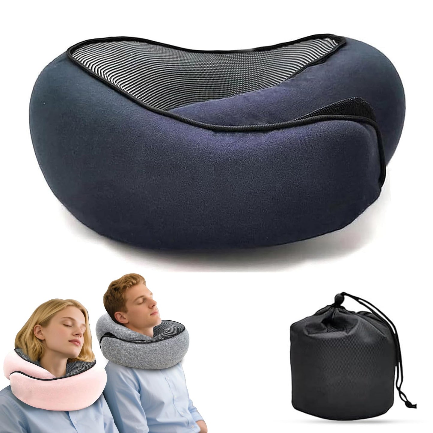 2025 New Neck Travel Pillow | Memory Foam Neck Pillow for Comfort on Airplane | Compact and Ergonomic Design for Travel, Car Rides, Offices,and Home Use | Ideal for Adults and Kids(Dark Blue)