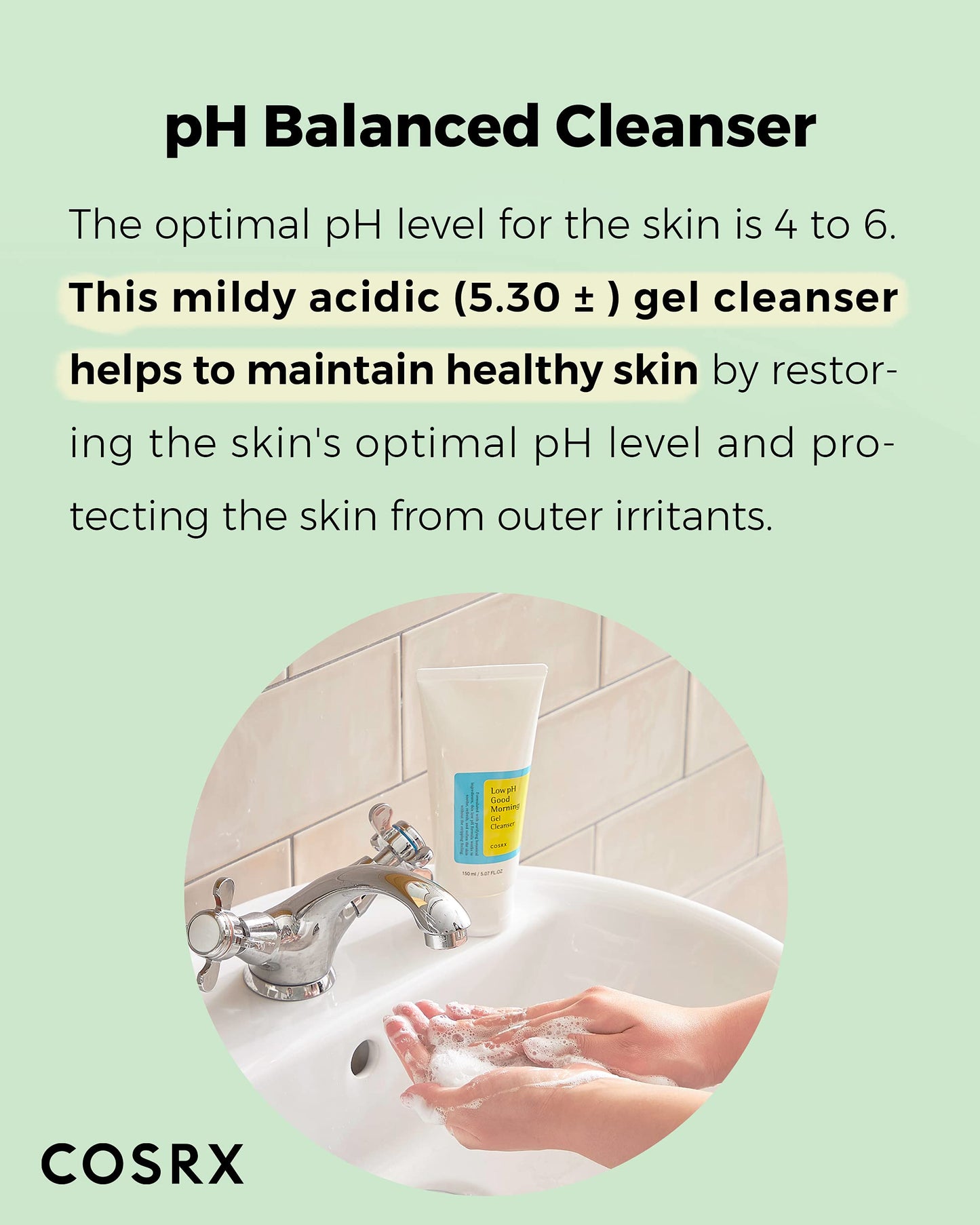 COSRX Low pH Good Morning Gel Cleanser 1.7 fl.oz / 50ml | TSA Approved Travel Size Mild Face Cleanser | Korean Skin Care for Acne Prone Skin, PH Balancing, Anti Acne, Breakouts Treatment