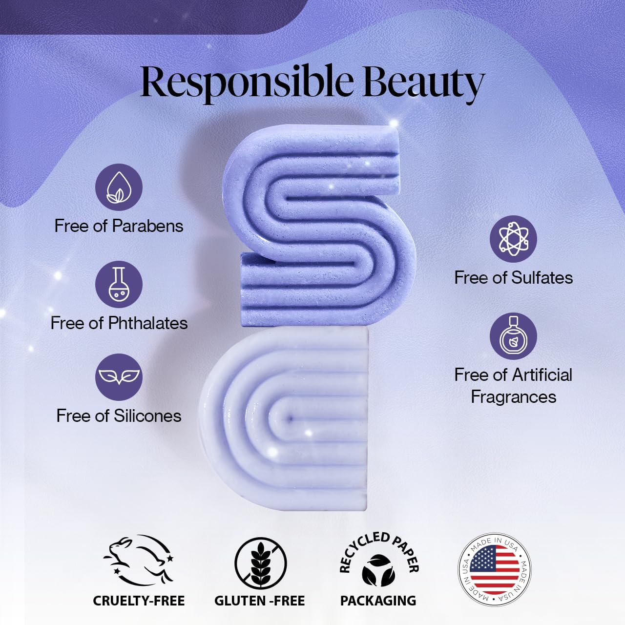 Kitsch Toning Purple Shampoo & Conditioner Bar Set For Blondes & Color Treated Hair - With Biotin for Strengthening & Neutralizing Brassy Tones - Vegan, Silicone & Sulfate Free - Made in USA