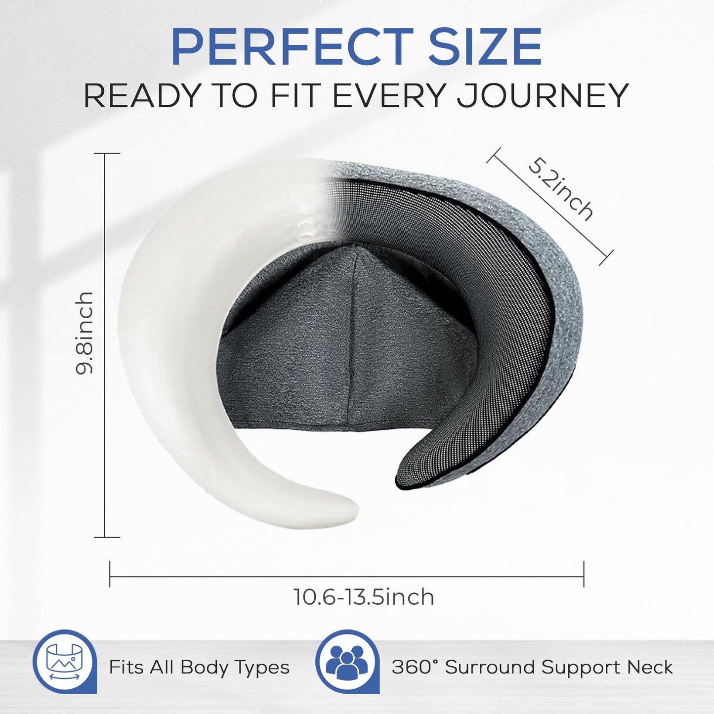 Maxzeker Airplane Pillow For Long Flight - Memory Foam Travel Pillow. Washable, Comfortable Breathable Cover. Carry Bag.Travel Neck Pillows For Airplanes, Best For Fong Flights, Home Use And Car Rides