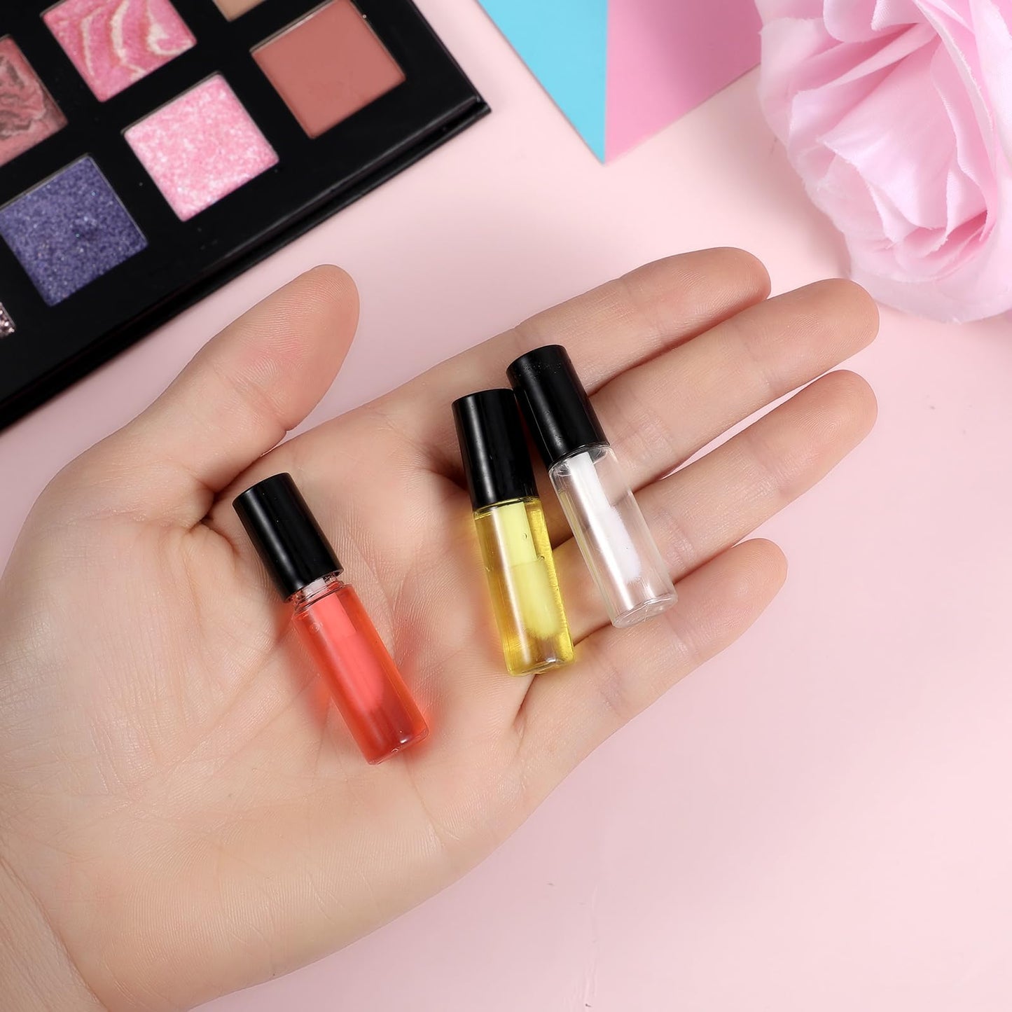 100 Pcs 1.2 ml Mini Lip Gloss Tubes Empty Lipgloss Tubes with Wand Clear Refillable Lip Balm Gloss Containers Lips Glosss Bottles for DIY Lipstick Samples Lips Balms Lipgloss Making(Black)