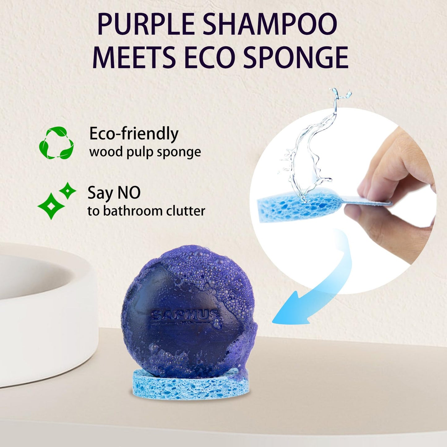 Sulfate Free Brass Toning Purple Shampoo Bar for Blonde, Bleached, Silver, or Brown Highlighted Hair, Travel Friendly, with Tin Container +Sponge