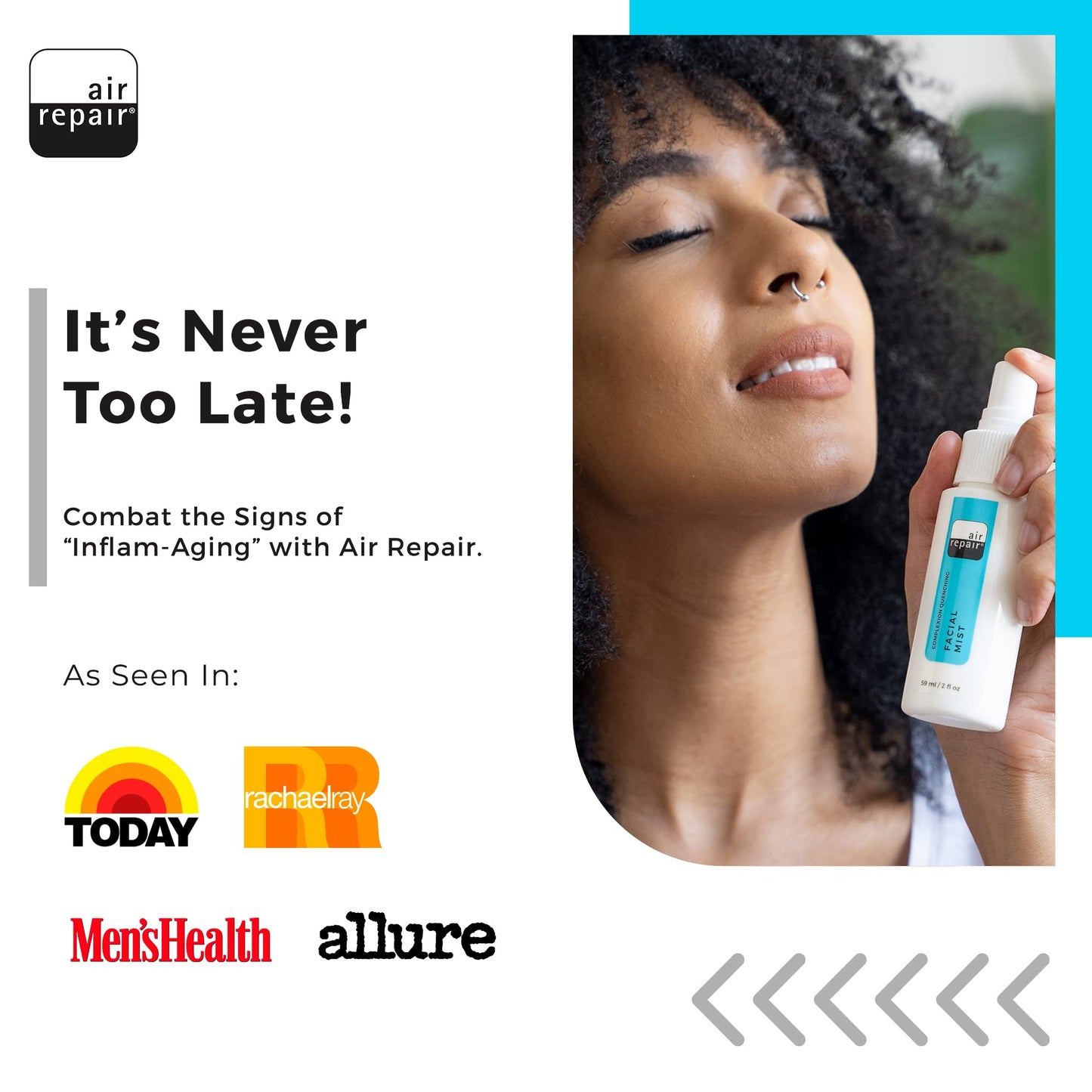 Facial Mist for Skin Care - 59 ml Makeup Face Spray Toner with Hyaluronic Acid Aloe Vera - Moisturizer & Beauty Setting Spray for Skin - Hydrating Face Mist for Dry Skin by Air Repair