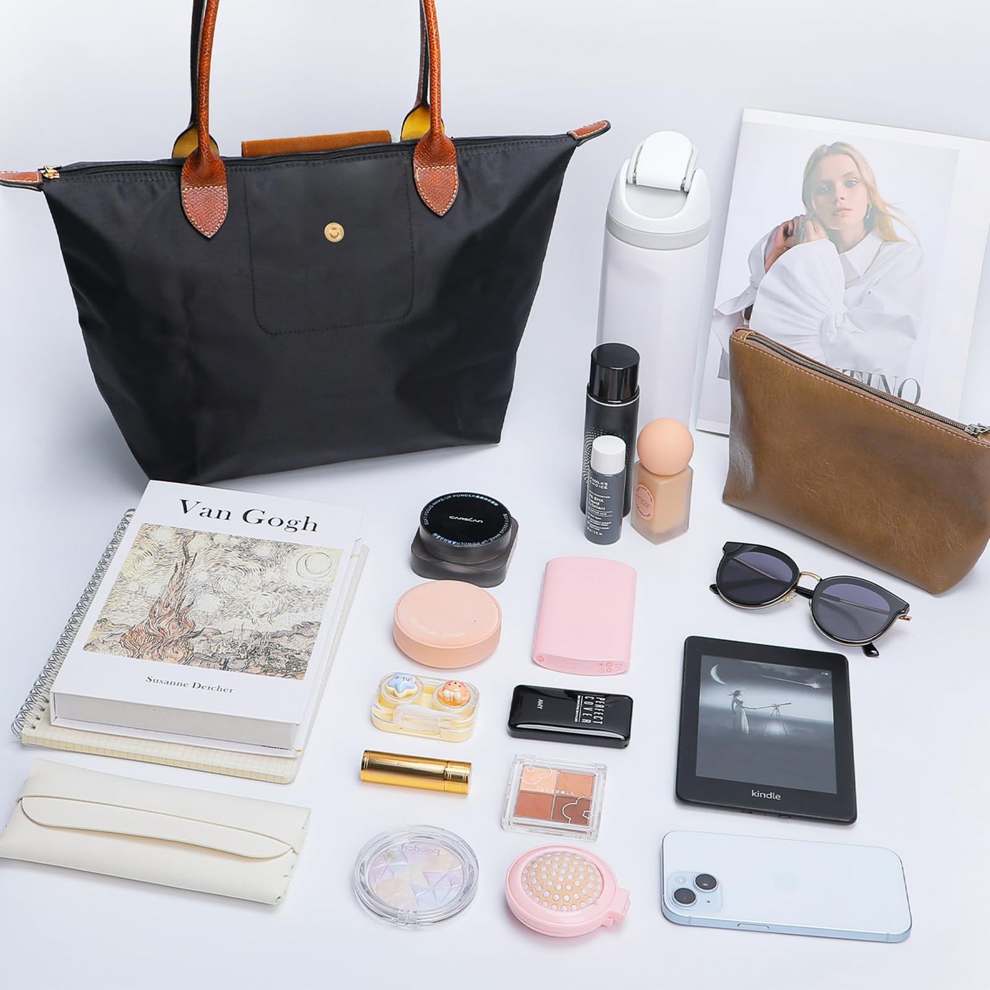 Large Work Tote Bag For Women: Black For 13-15" Laptop Foldable Lightweight - For Office Professionals College Students Aged 25-45 - Commute Travel