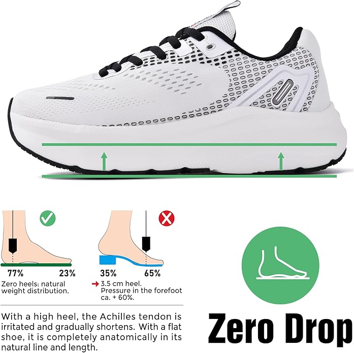 JACKSHIBO Wide Toe Box Shoes for Men Arch Support Shoes Wide Width Sneakers for Running Walking Athletic Tennis Orthopedic Plantar Fasciitis Workout with Thick Cushioned Zero Drop Sole