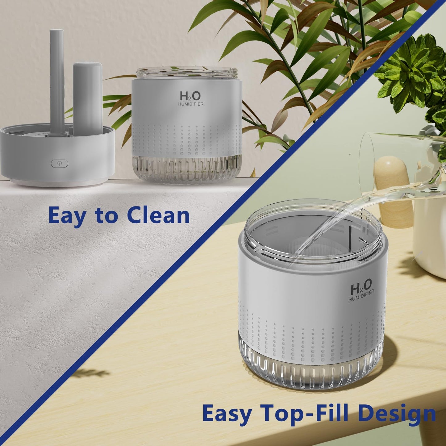 Colorful Mini Humidifier, USB Rechargeable Humidifier, small humidifier, 4 Modes Super Quiet, Humidifiers For Bedroom,Suitable For Travel Office Family Baby Bedroom-Grey